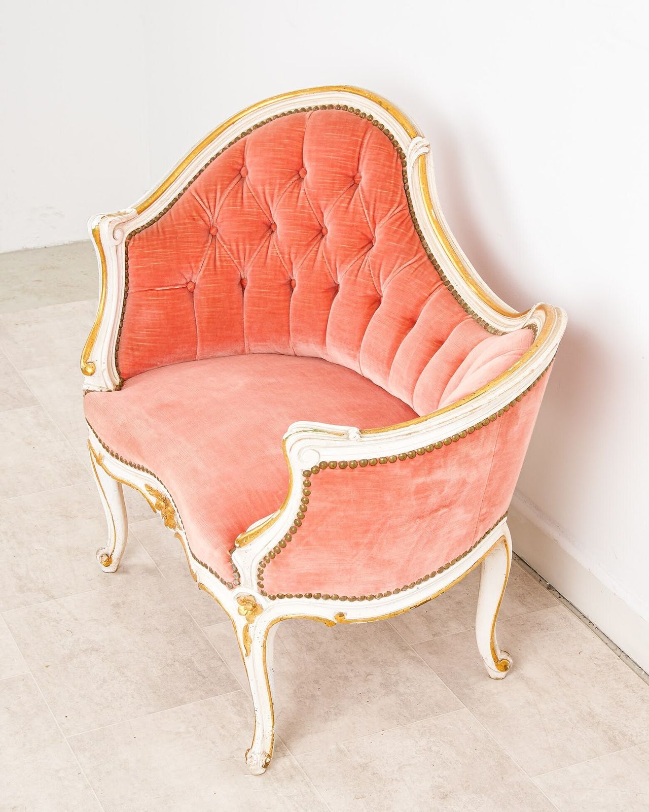 Antique French Painted Giltwood Boudoir Chair Sofa, Circa 1910 photo for sale