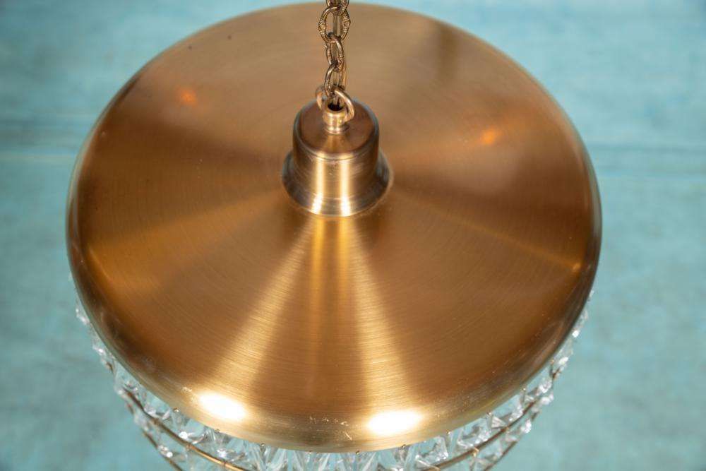 Vintage Glazen Hanglamp, Kristal, Messing, Mid Century Jaren 1960 photo 808.0