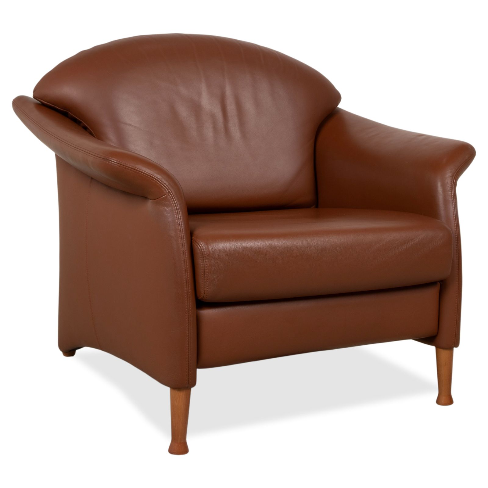 Walter Knoll Armchair, Leather, Red Brown, Cognac, Terracotta