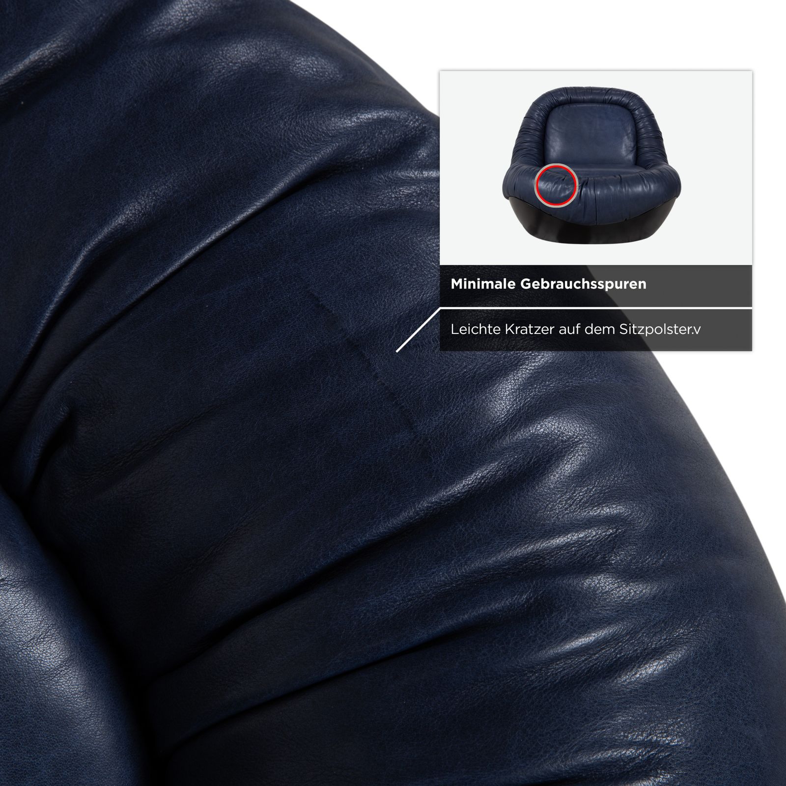 Fauteuil Baxter Barett en cuir bleu photo vinterior