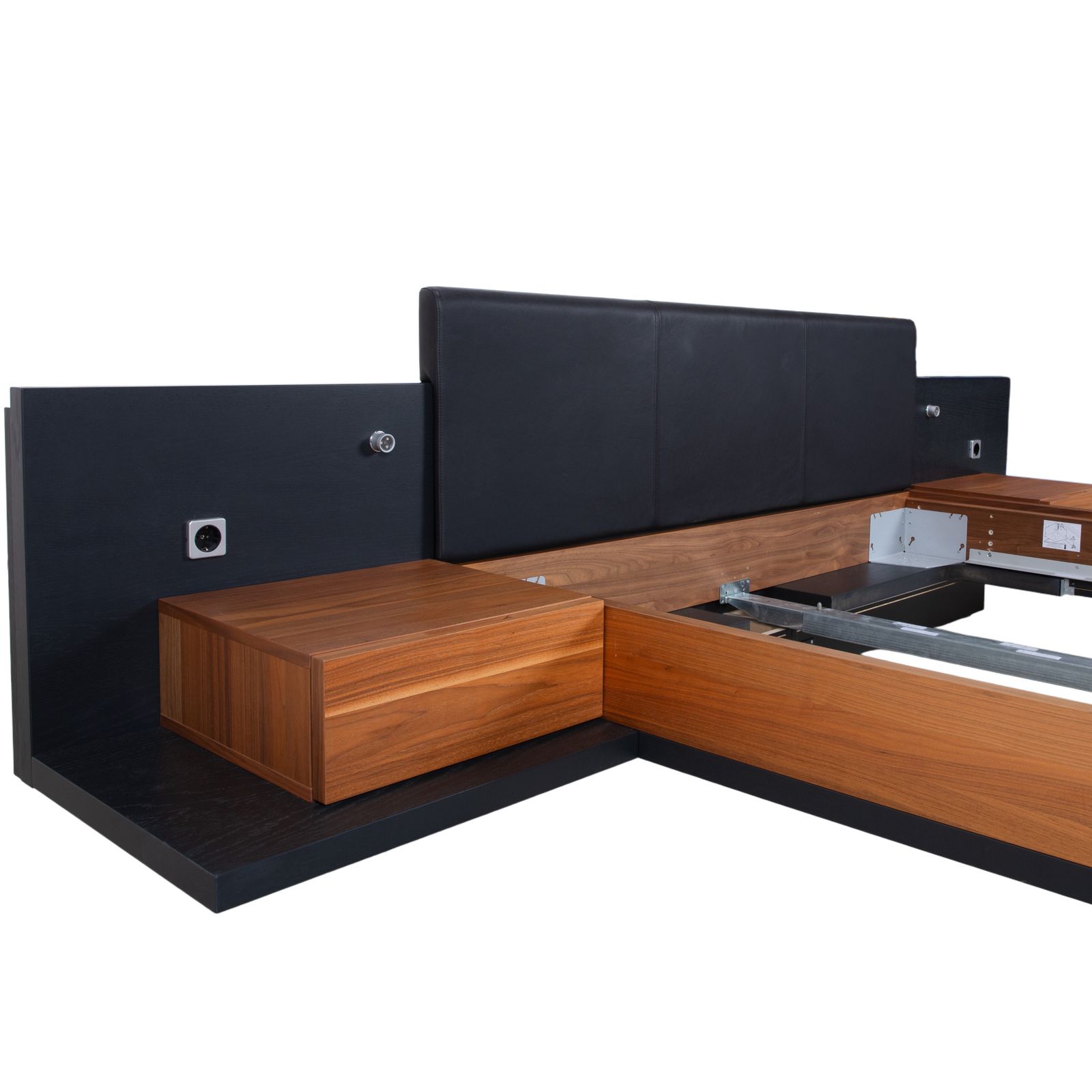 Lit Hülsta Mioletto en bois brun, cuir noir photo buy