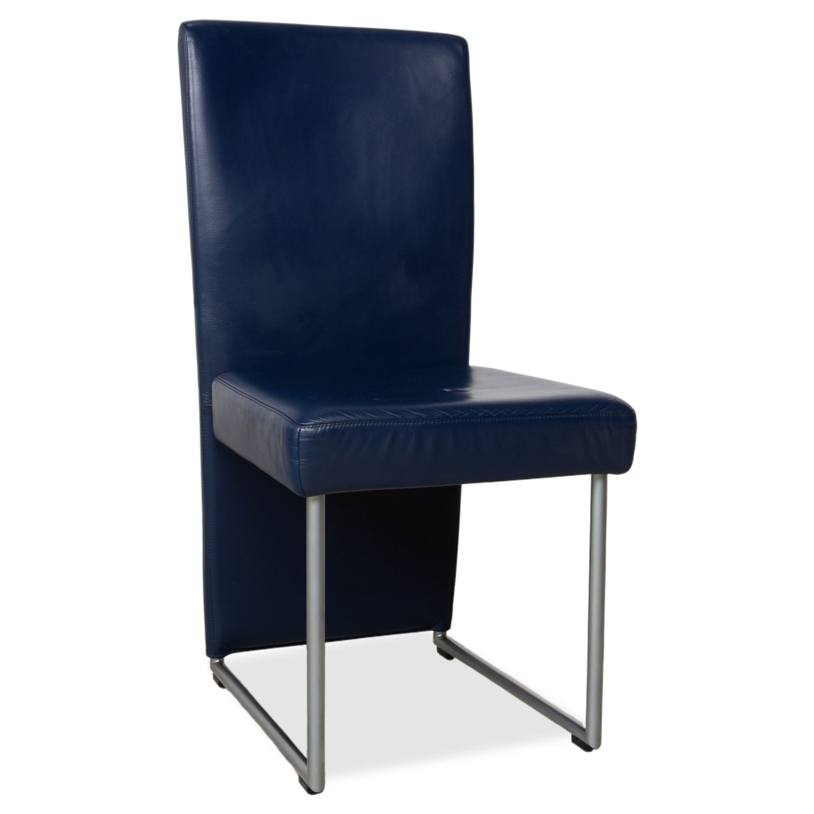 Set van 4 Rolf Benz 7400 stoelen, lederen vrijdragende stoelen, donkerblauw photo for sale