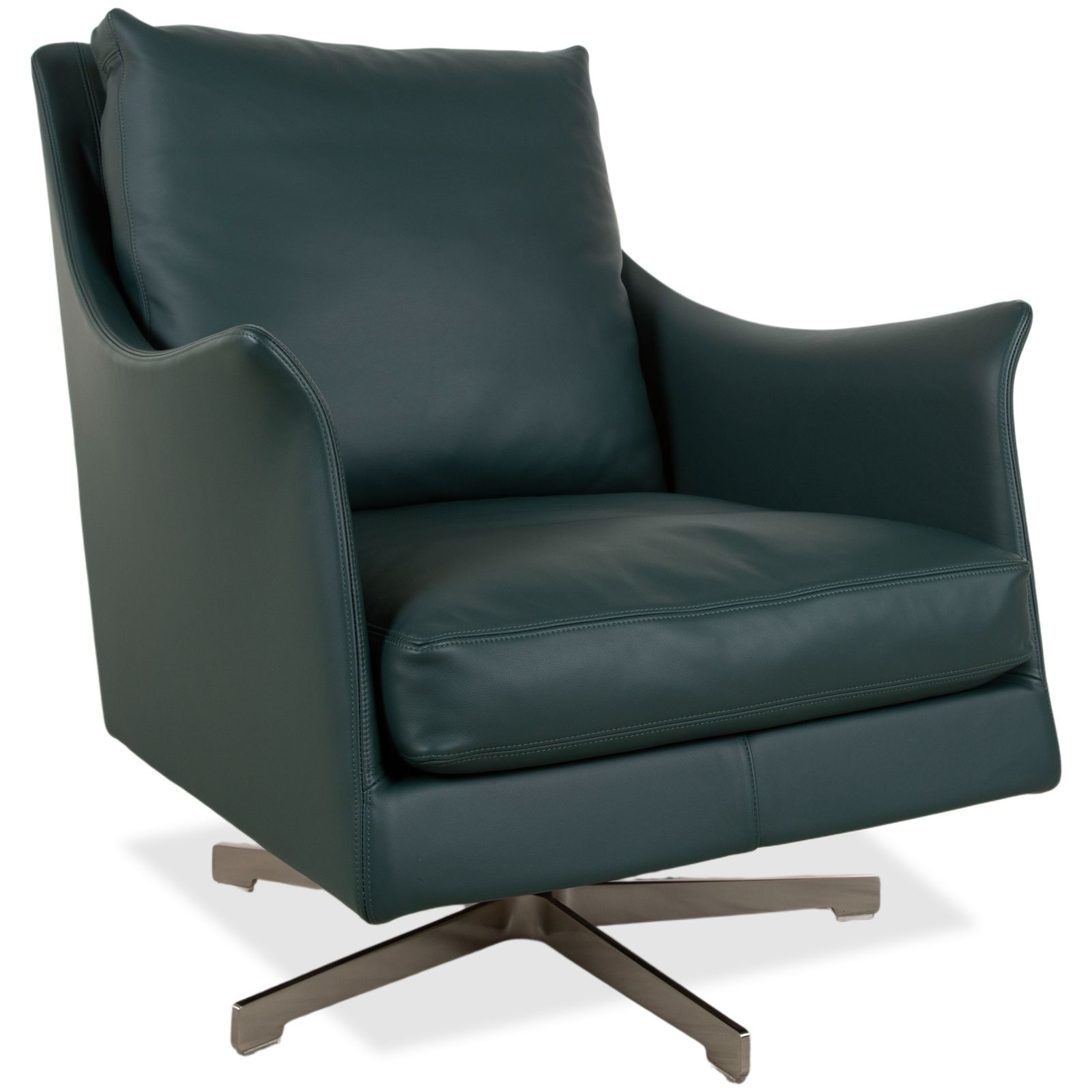 Ensemble de fauteuils Flexform Boss en cuir vert, pivotant, fonction manuelle photo Mobilier