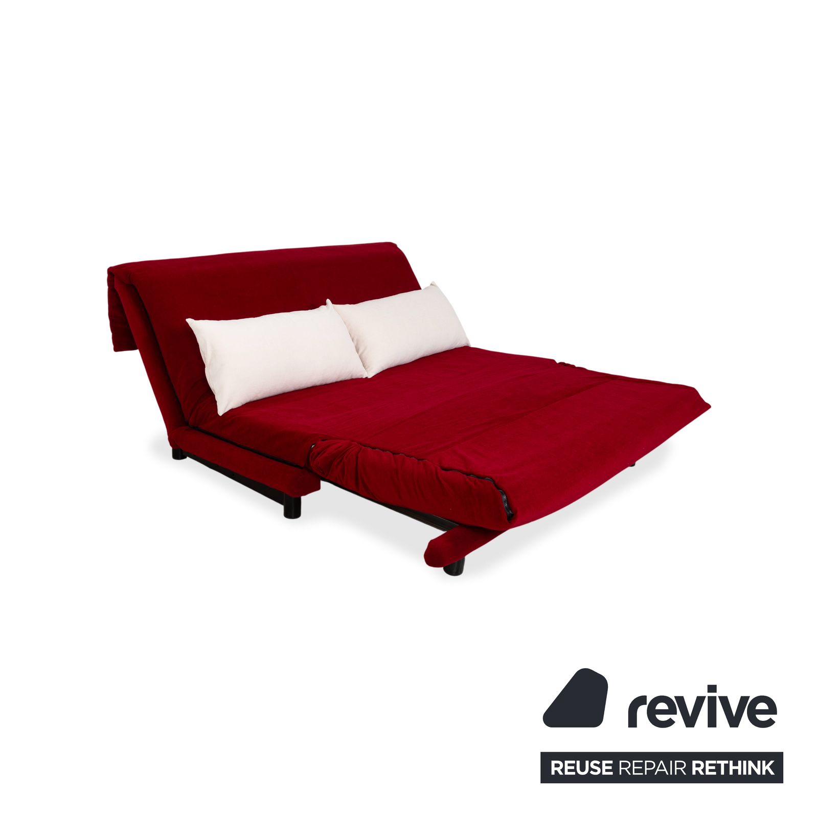 Canapé-lit 3 places Ligne Roset Multy en tissu rouge, blanc et crème, fonction manuelle, retapissé photo 2123.0