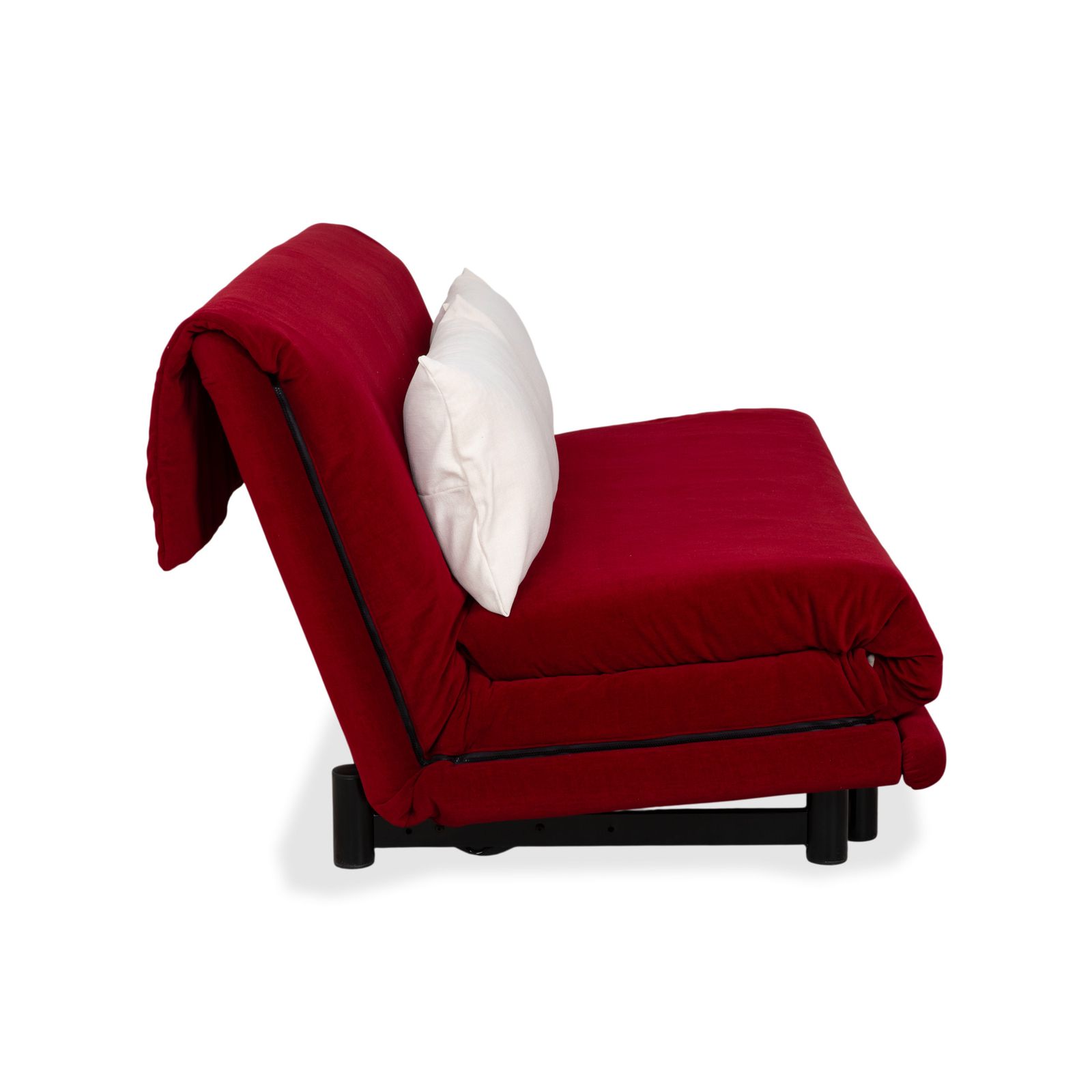Mobilier Canapé-lit 3 places Ligne Roset Multy en tissu rouge, blanc et crème, fonction manuelle, retapissé photo