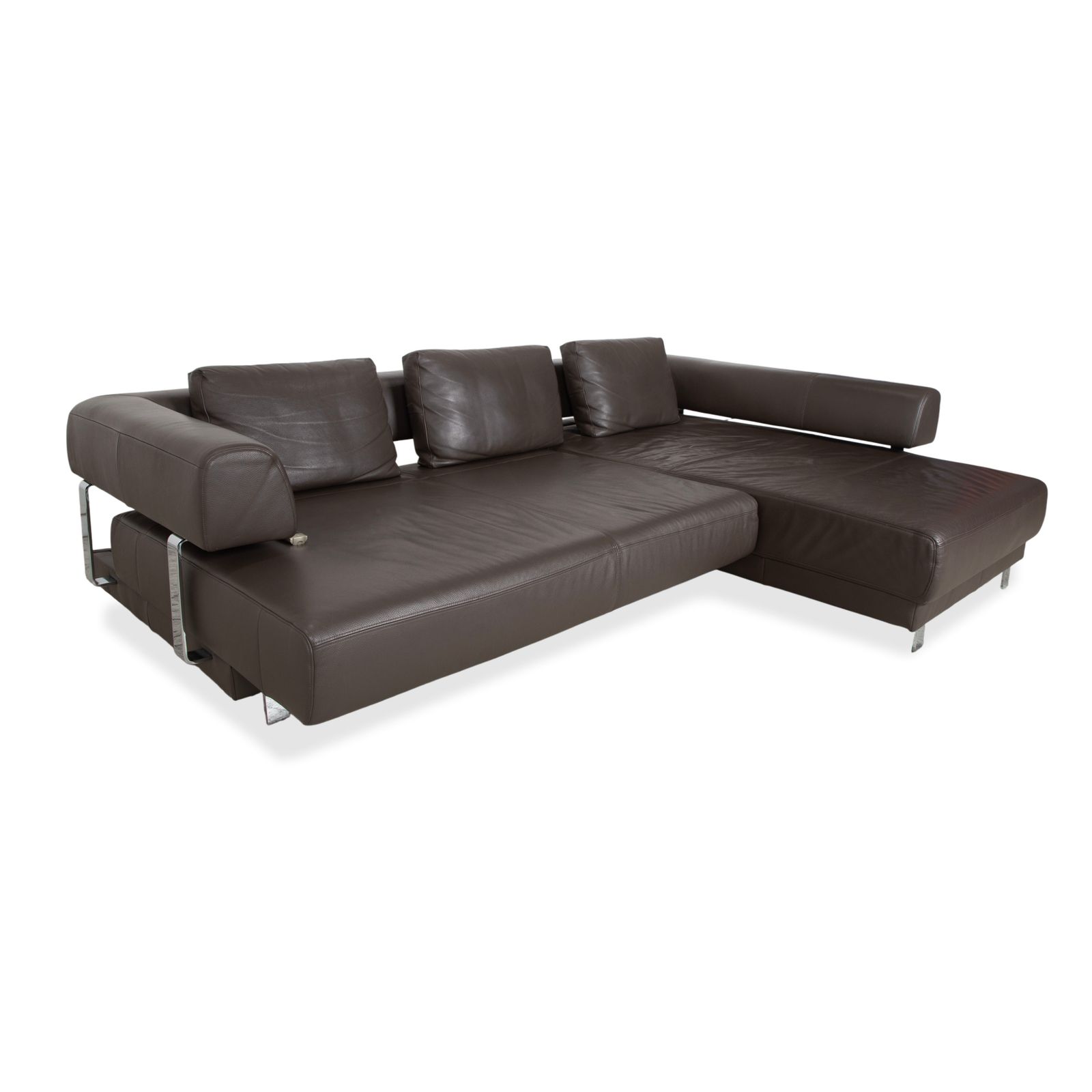 Ewald Schillig Brand Face Leather Corner Sofa Brown Electric Function photo Furniture