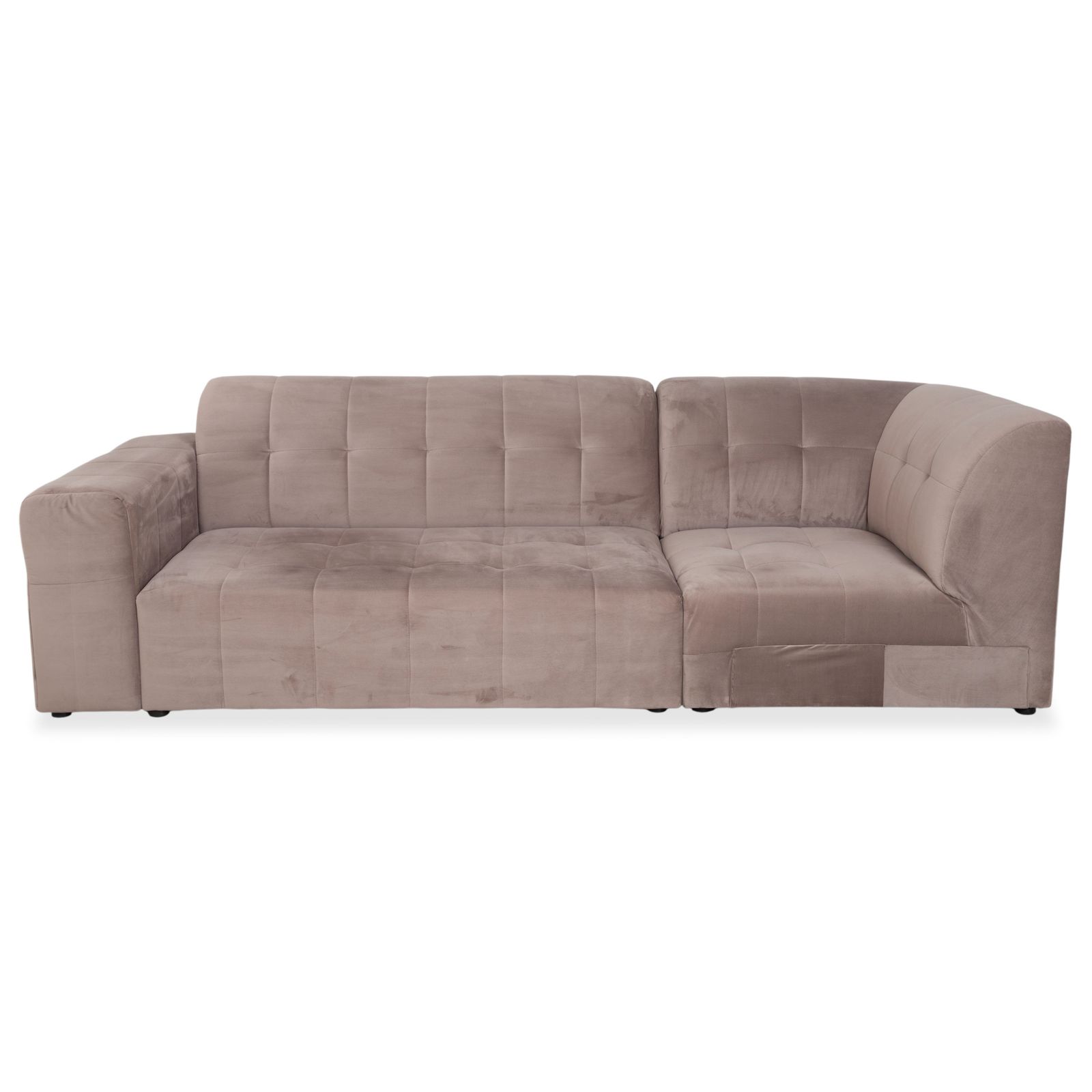 Canapé Iconx Studios Bloom 3 places en velours, gris clair beige taupe