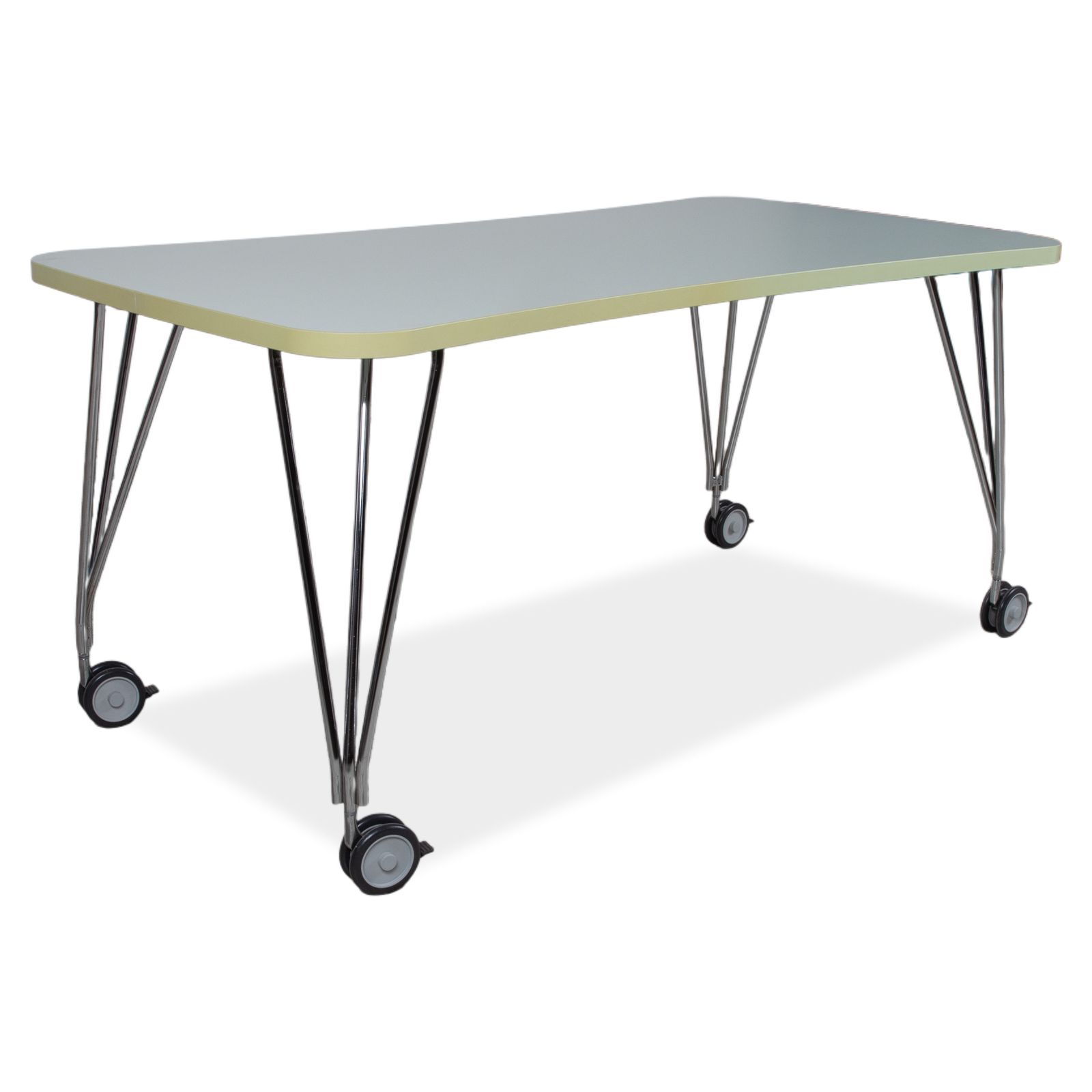 Kartell Max Wooden Desk, White, With Casters, For Home Office Use, 159 X 80 Cm