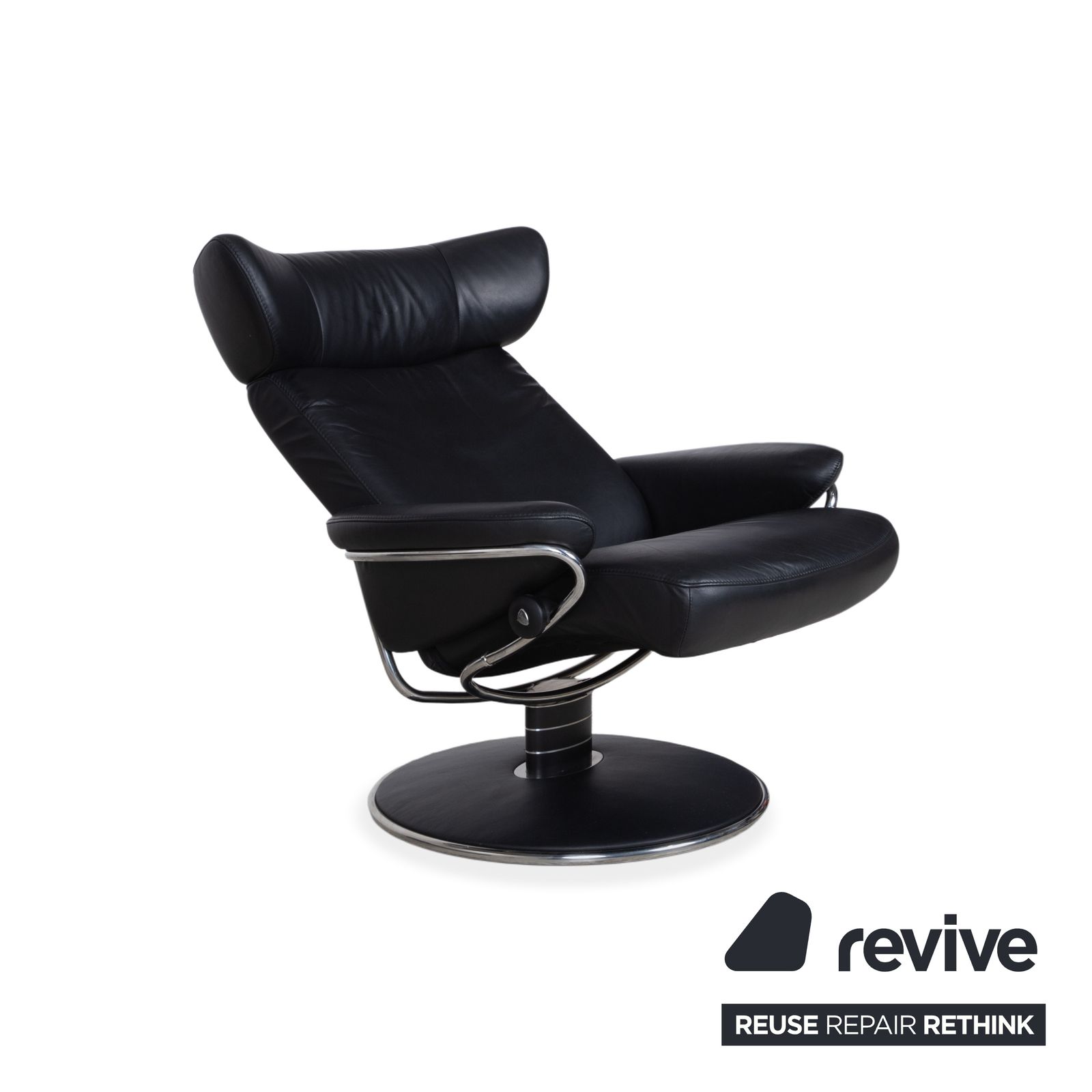 Stressless Jazz Leather Recliner Black Incl. Footstool Size L photo Furniture