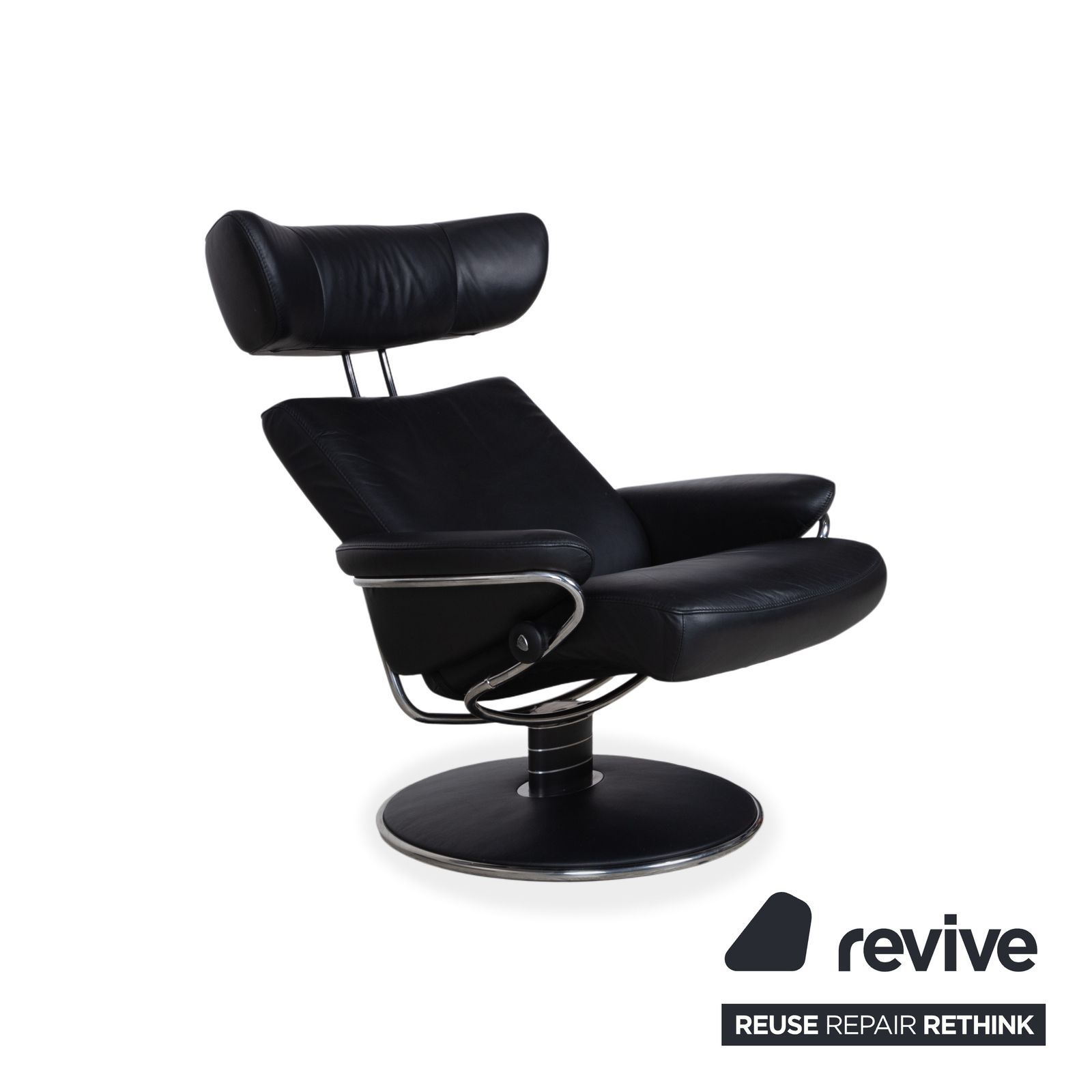 Stressless Jazz Leather Recliner Black Incl. Footstool Size L photo 2570.0