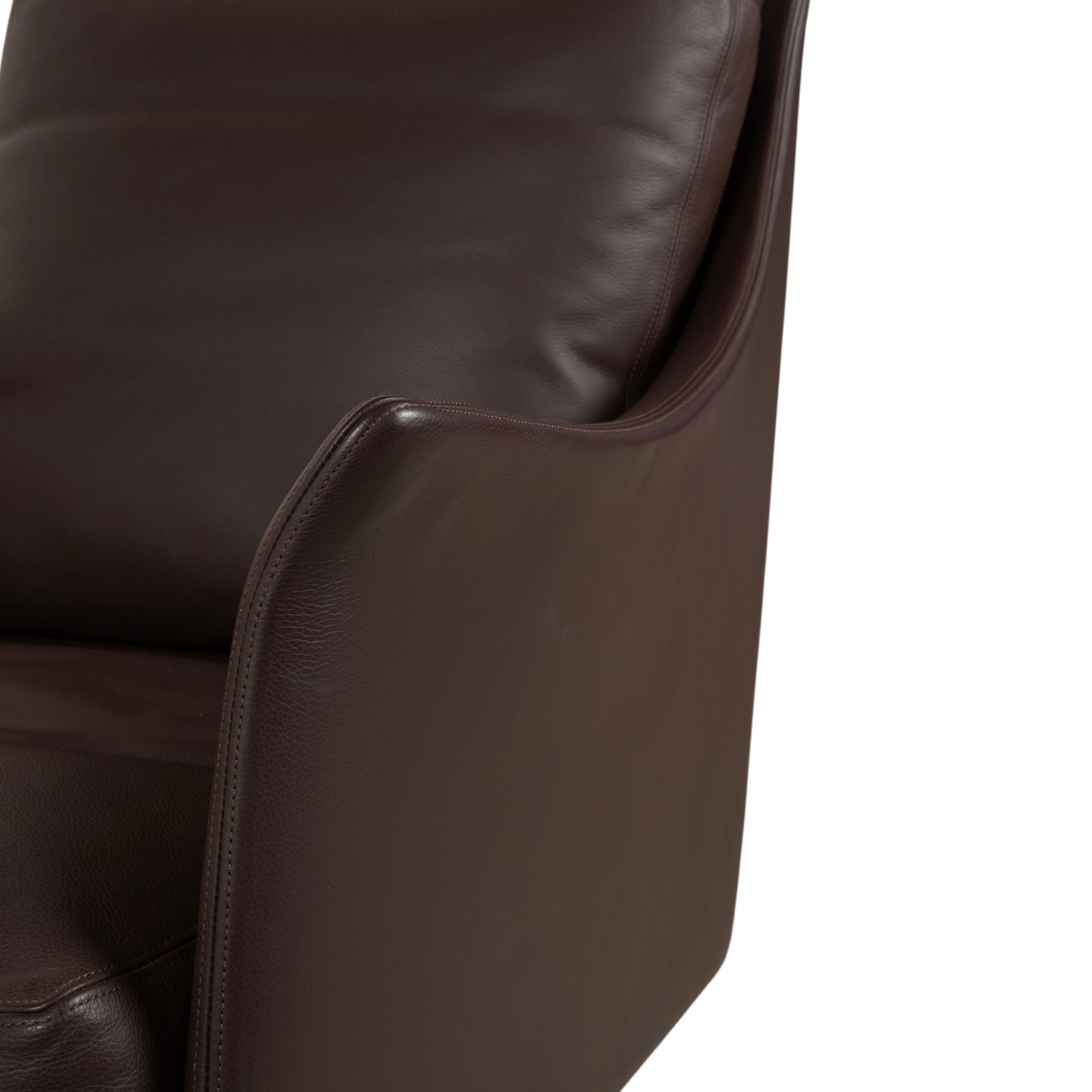 Fauteuil pivotant Flexform Boss en cuir brun, fonction manuelle photo 5253.0