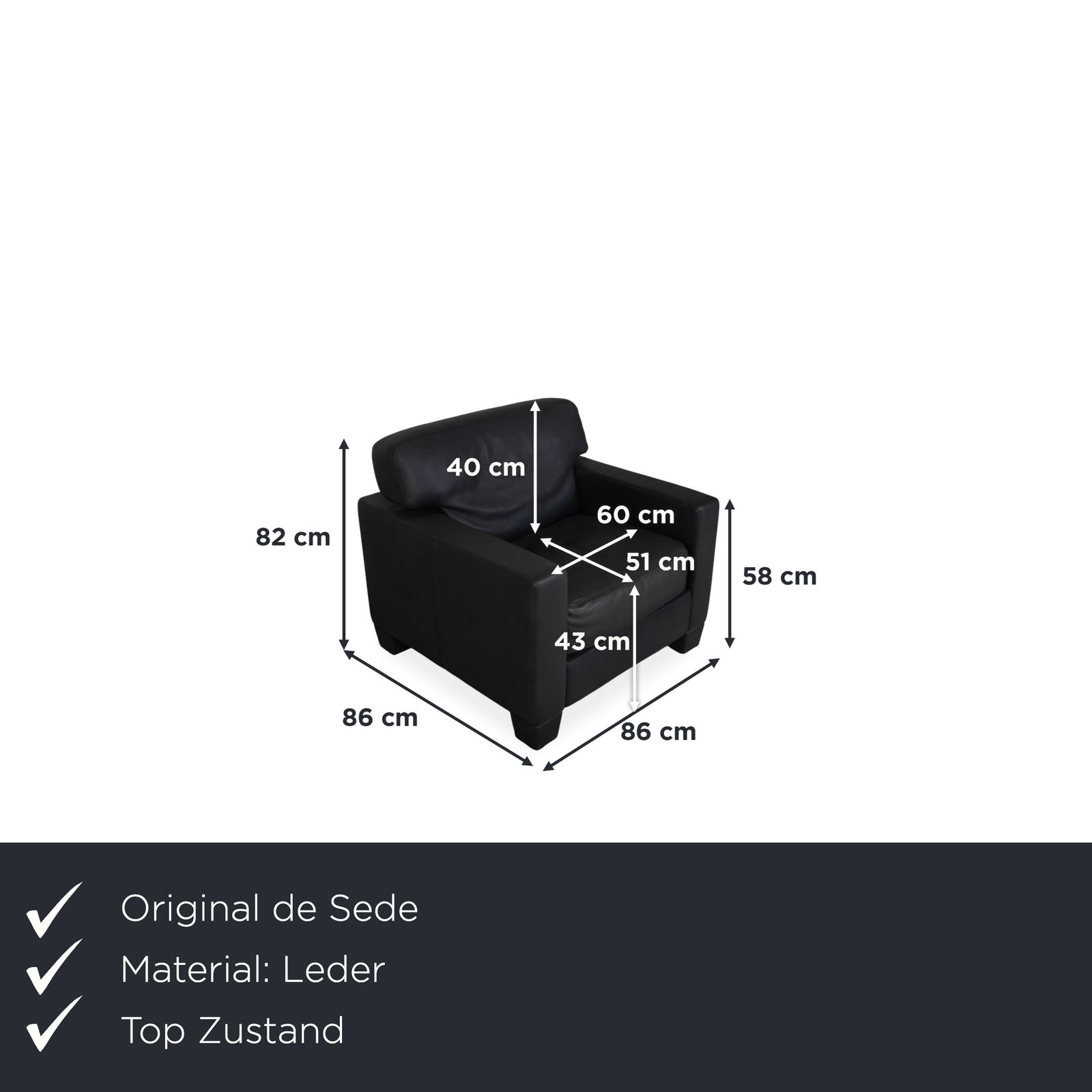 Fauteuil De Sede DS 17 / WK 612 en cuir noir photo furniture
