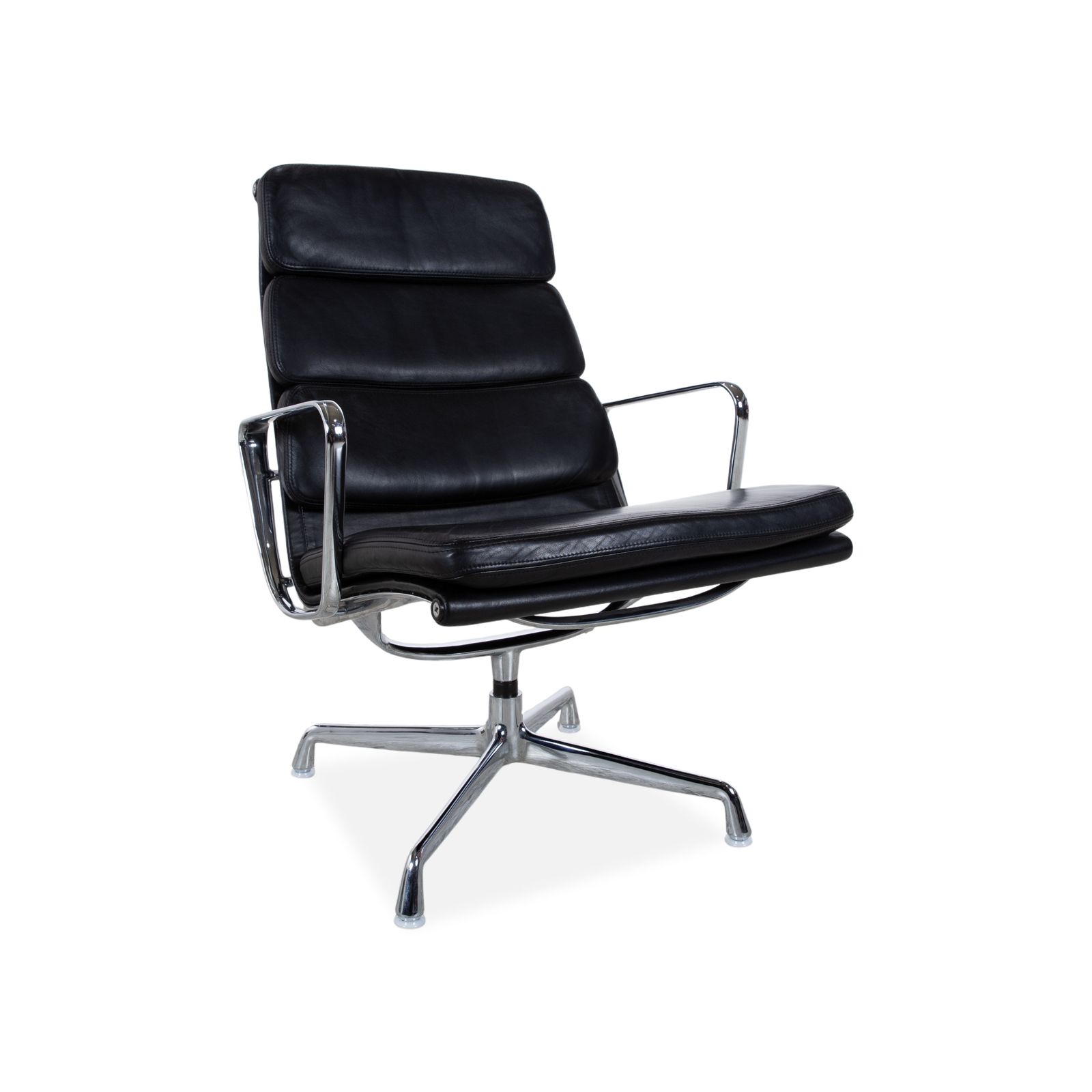 Fauteuil Vitra EA 222 en cuir noir, fonction manuelle