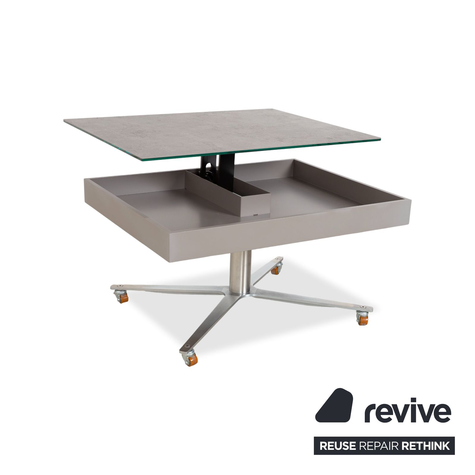 Table basse Ronald Schmitt en verre gris, fonction manuelle photo Mobilier