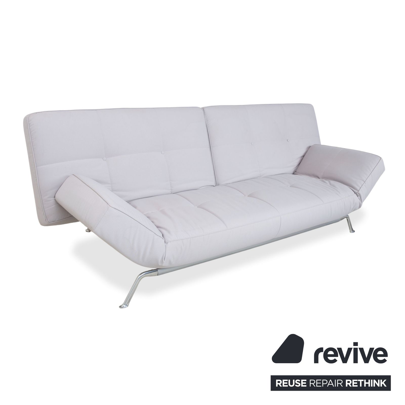 Canapé 3 places en tissu Ligne Roset Smala, gris clair, avec fonction couchage manuelle photo 3017.0