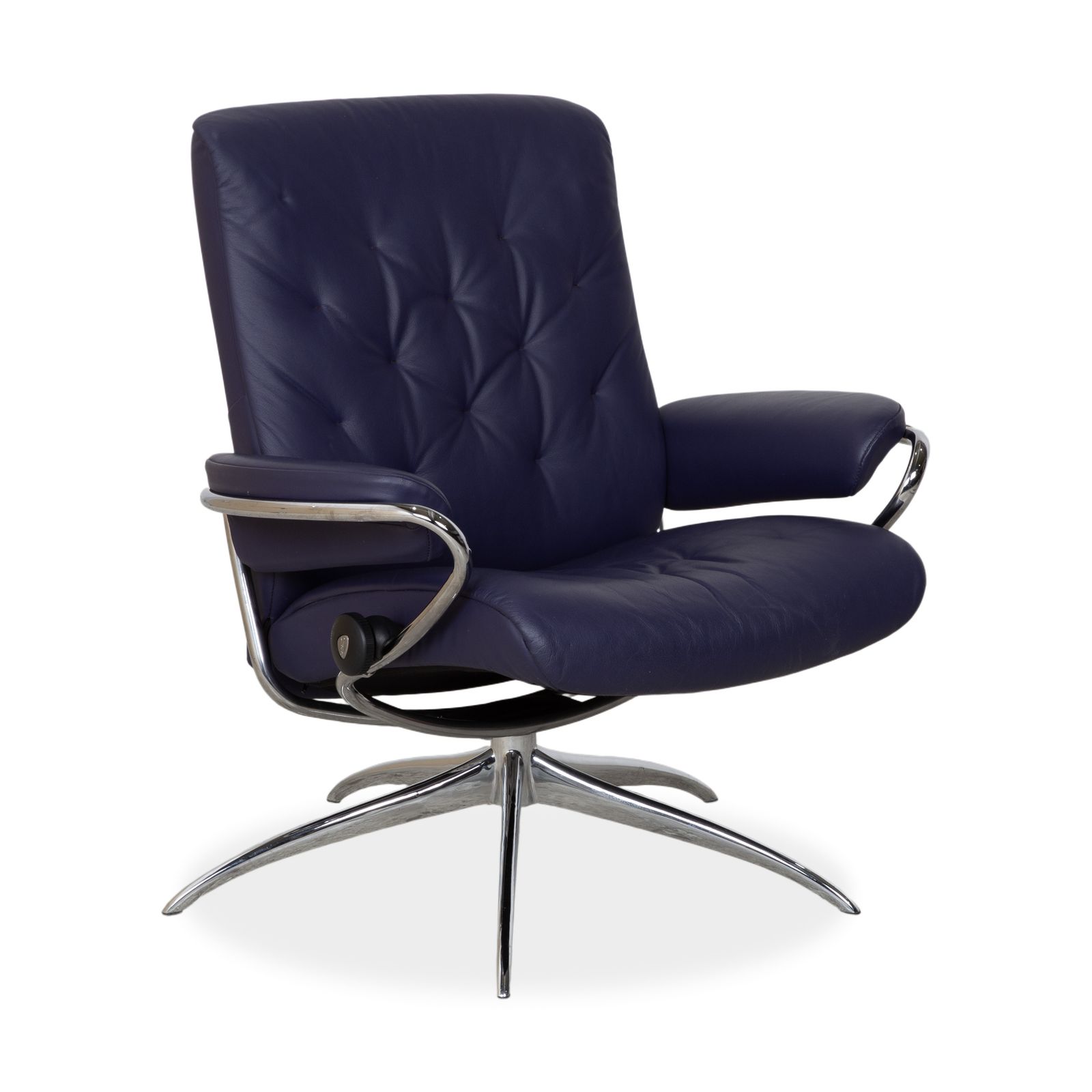 Stressless Metro Leren Relaxfauteuil, Blauw/Paars, Manuele Functie, Inclusief Voetenbank photo buy
