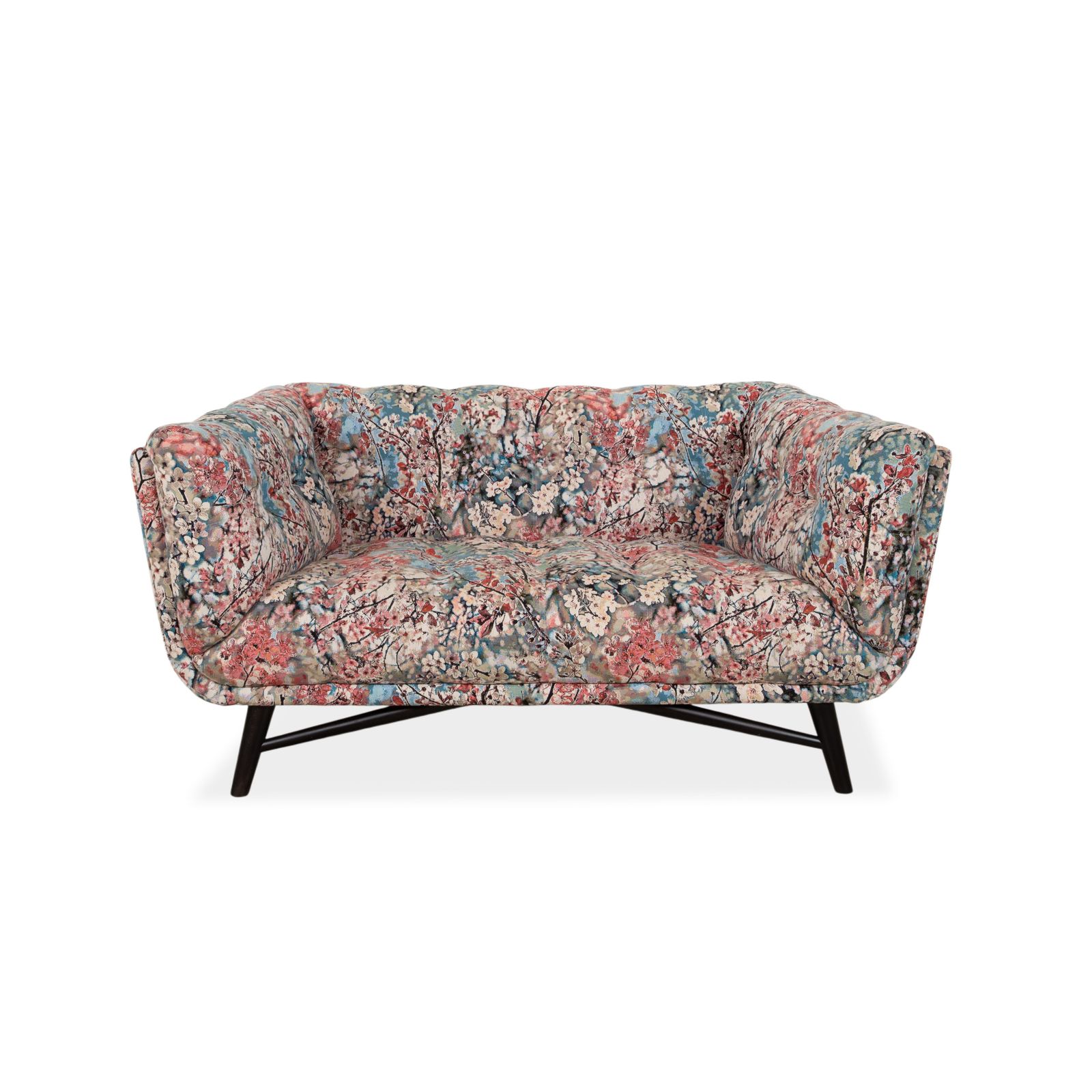 Roche Bobois Profile Two Seater Fabric Sofa, Colorful Pink Blue Red Beige photo vinterior