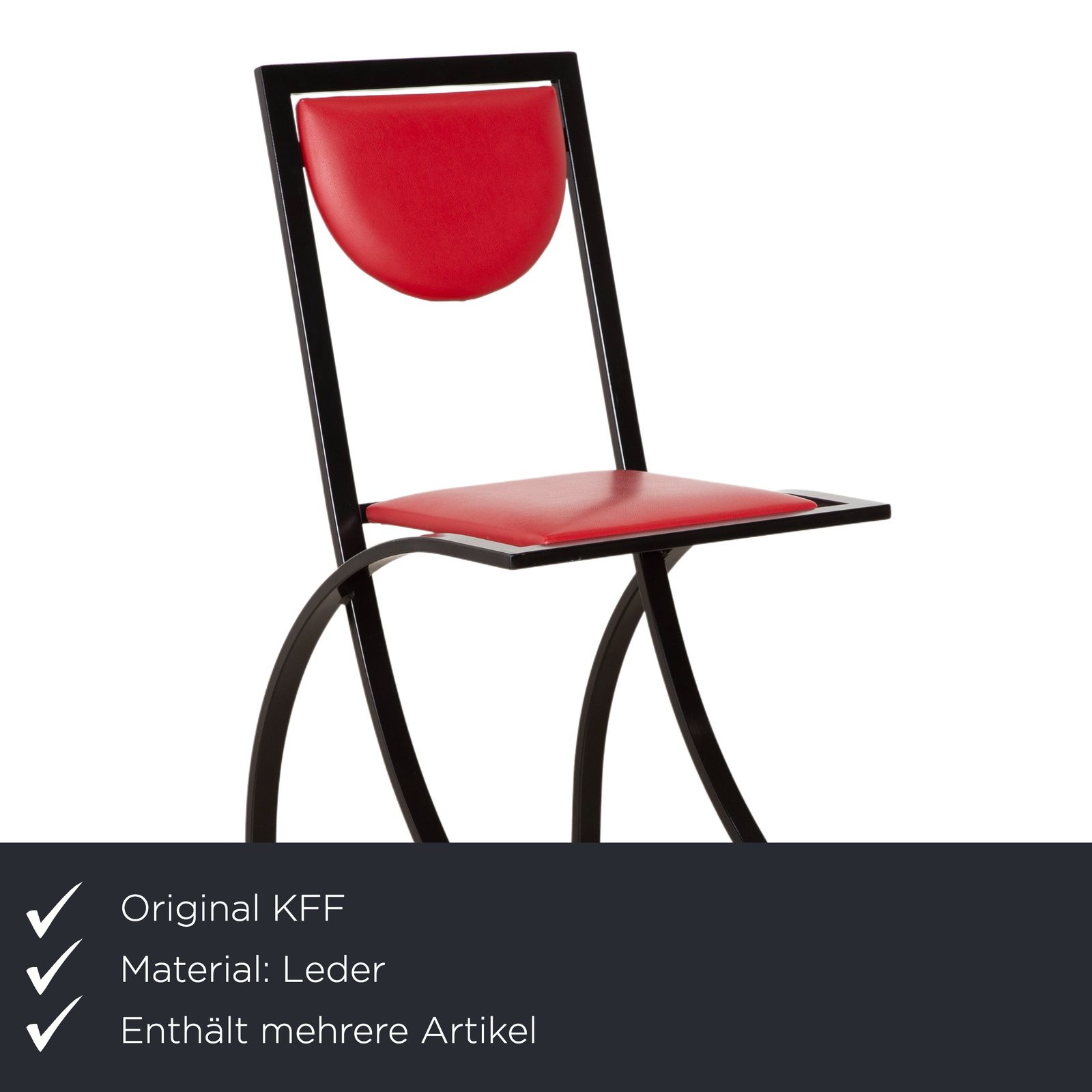 Set Of 6 Kff Sinus Cosinus Leather Chairs, Blue And Red photo Furniture