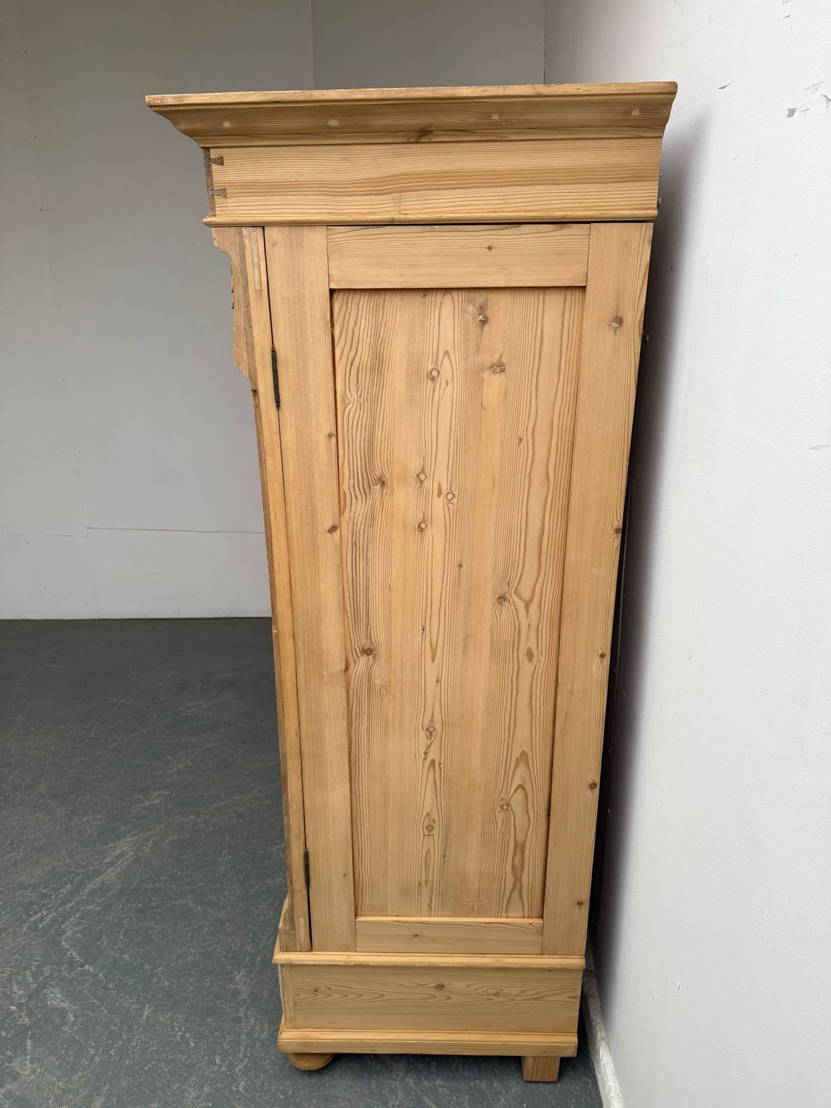 A Rare Pine Art Nouveau Carved Knockdown Wardrobe To Paint/Wax photo for sale