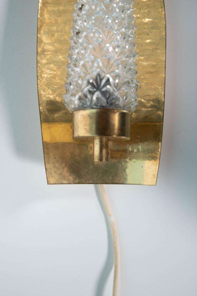 Vintage Brass 1960s Glass Wall Lamp, Midcentury Light photo vintage