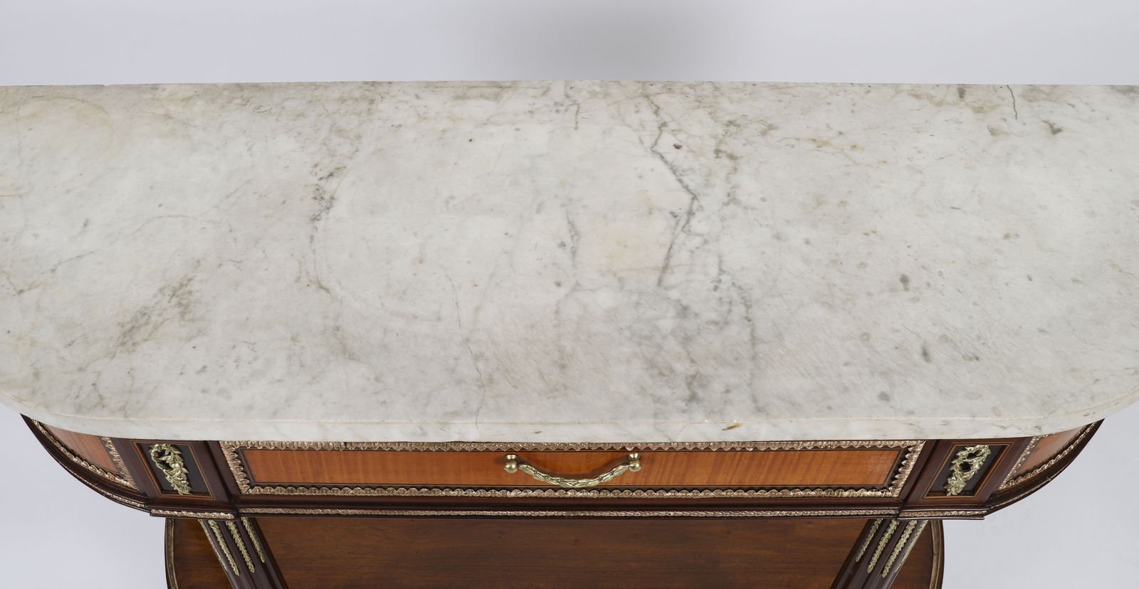 Antique Pair French Ormolu Mounted Carrara Marble Topped Consoles 19th C photo for sale