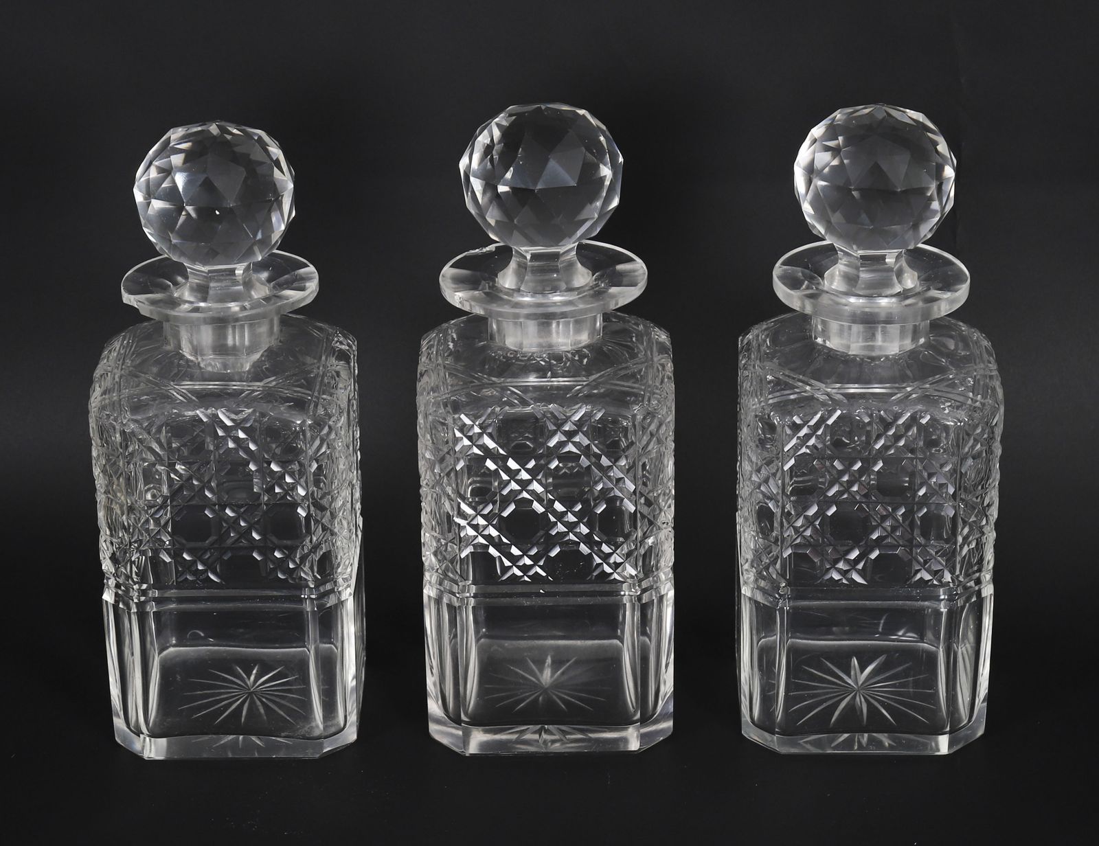 photo buy Antique Satin Wood Inlaid Three Cut Crystal Decanter Tantalus & Games 19th C