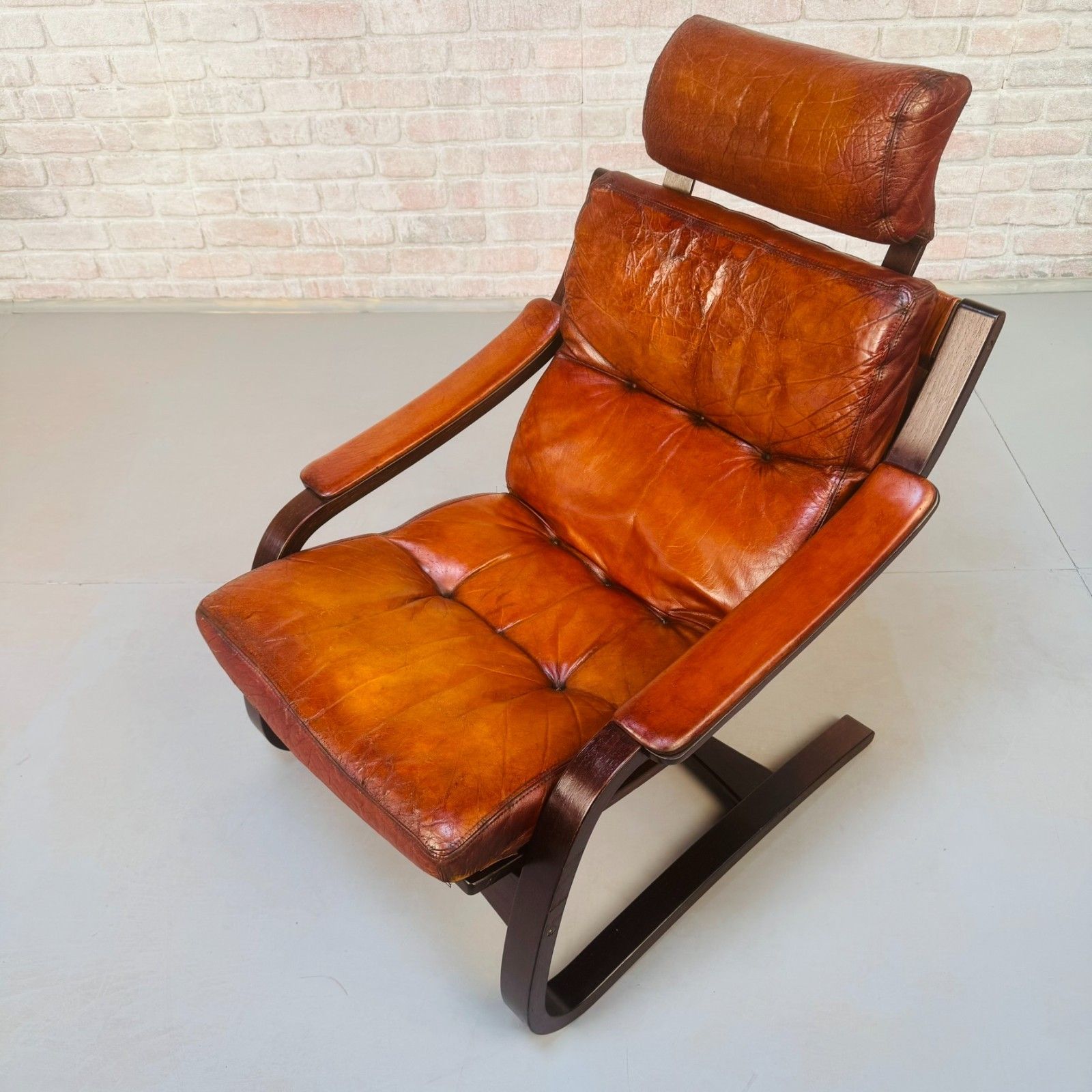 Vintage 1970s Skippers Møbler Danish Bentwood Cantilever Leather Armchair photo Furniture