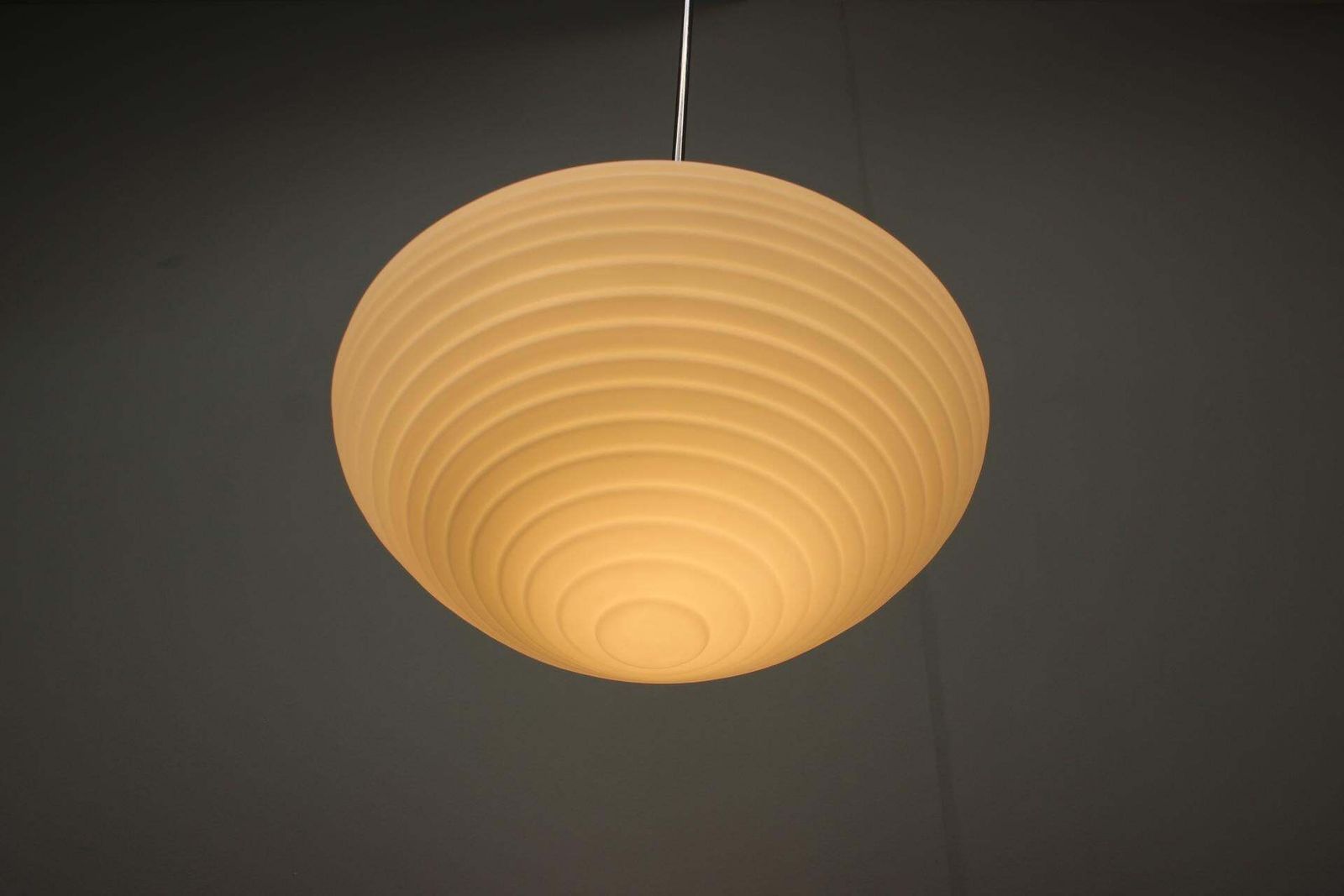 656.0 Large 1970s Czechoslovak Napako Opaline Glass Mid Century Pendant Lamp photo