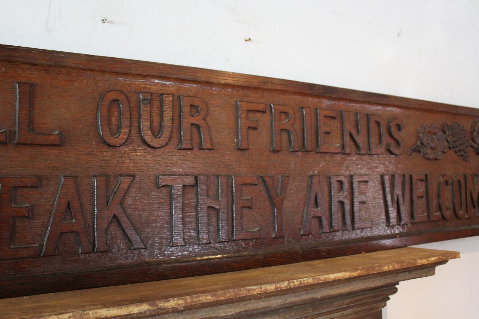 Arts And Crafts Carved Motto Sign Solid Oak C1890 photo 1100.0