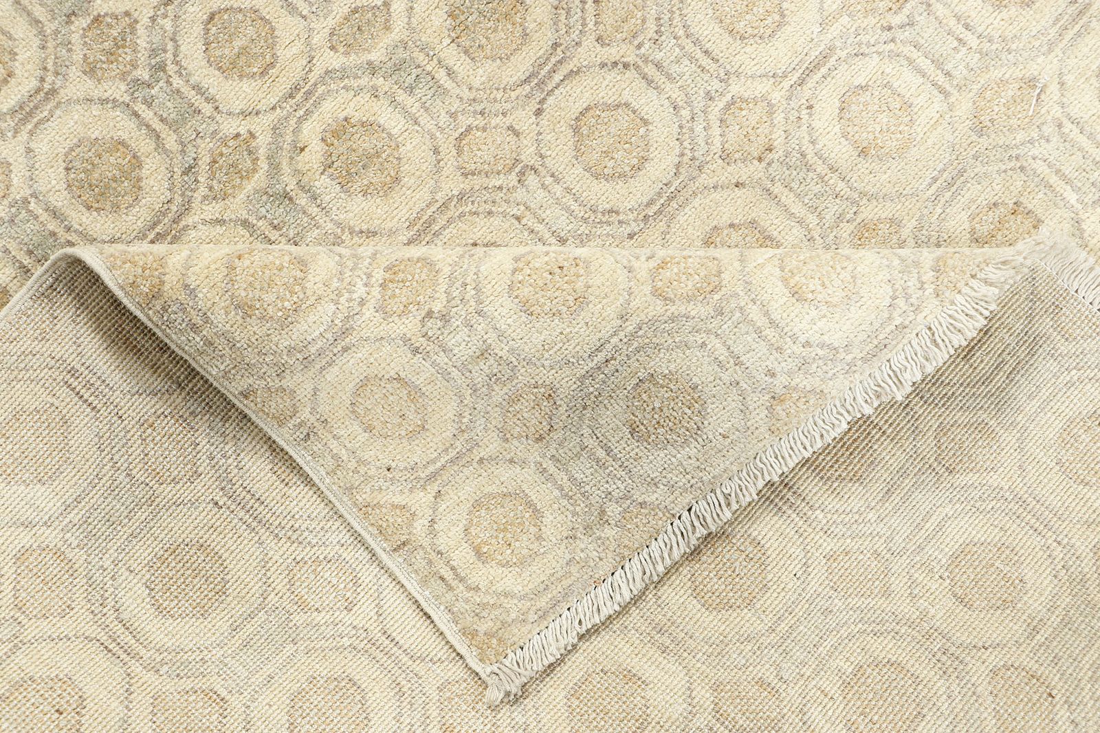 Modern Geometric 4x6 Hand Knotted Wool Beige Area Rug photo vinterior