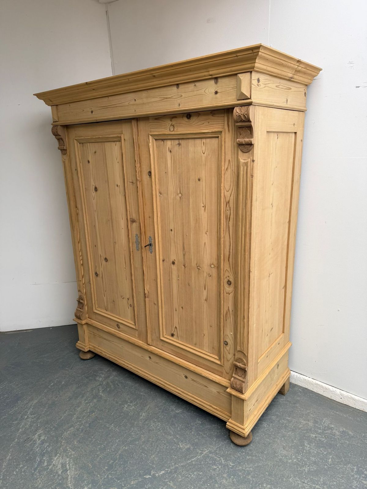 A Stunning Large Victorian Pine Knockdown Wardrobe To Paint/Wax