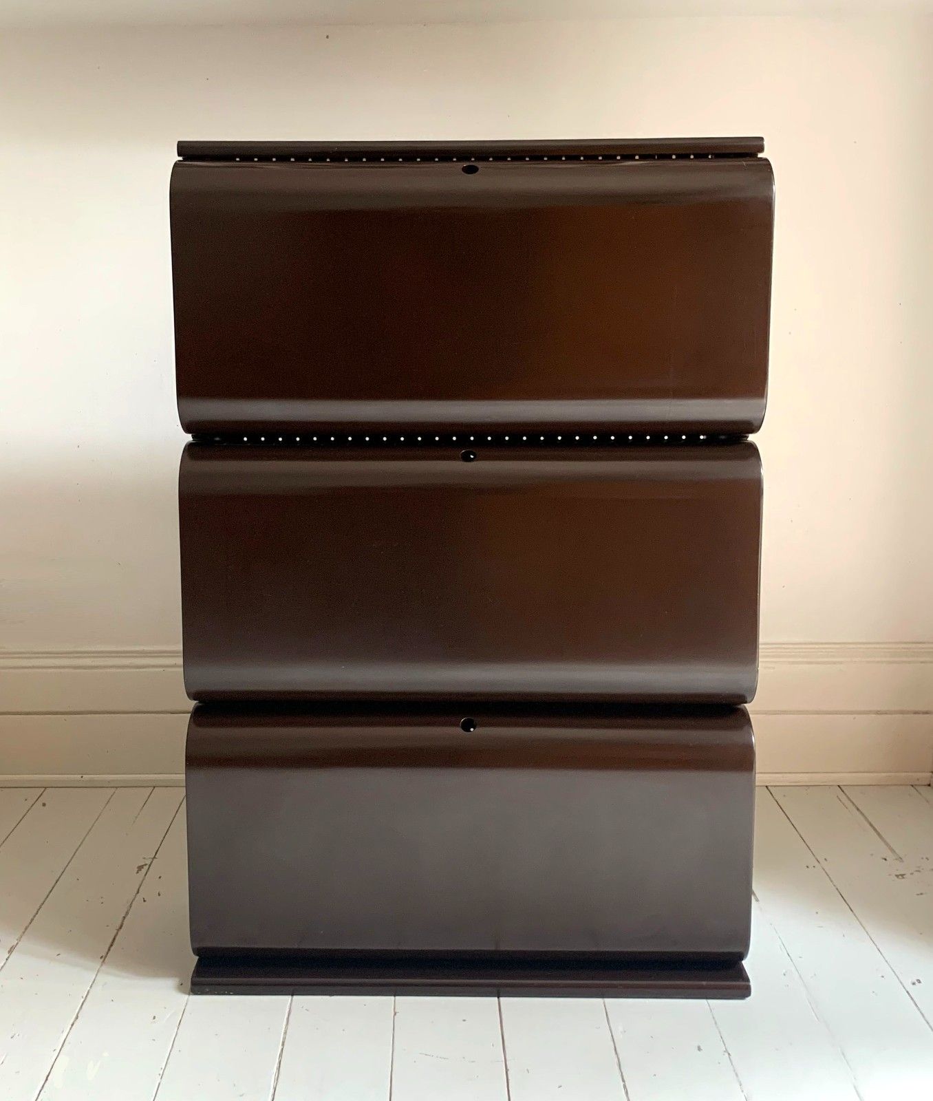 Vintage 1960s Italian Shoe Rack Cabinet, Dark Brown Lacquer Mid Century   Attributed To Carlo Di Carli & Fiarm photo furniture