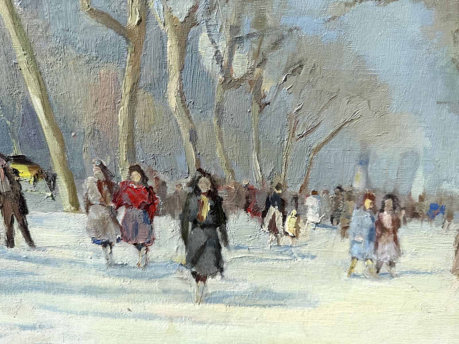 Ramon Sanvisens Marfull Elegant Barcelona Boulevard Scene With Figures, Catalan Impressionist Oil Canvas 1960s photo Art