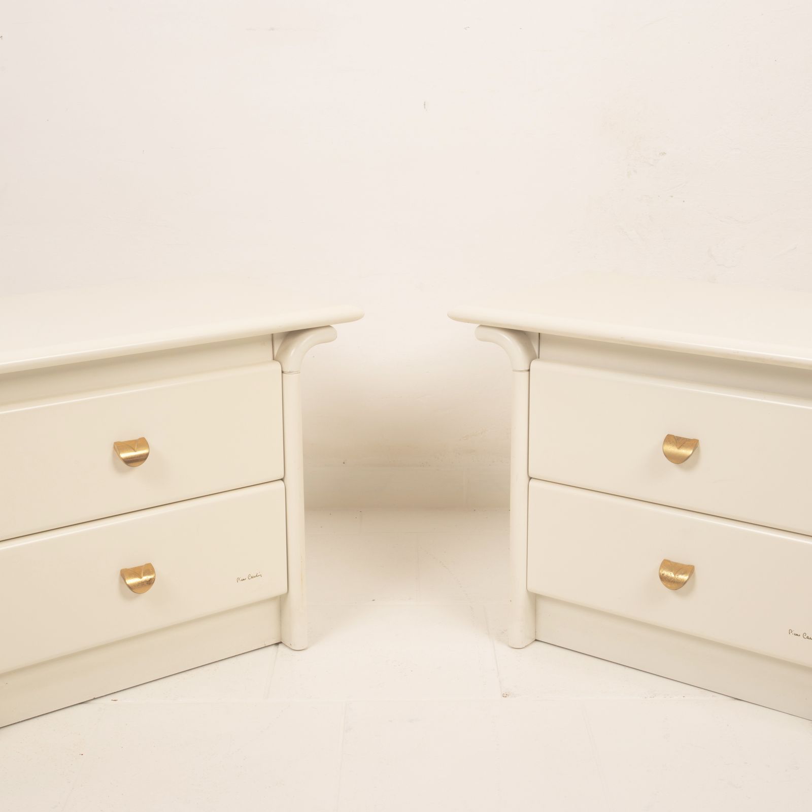 2765.0 Pair Of Cream Lacquered Bedside Tables By Pierre Cardin, 1980 photo