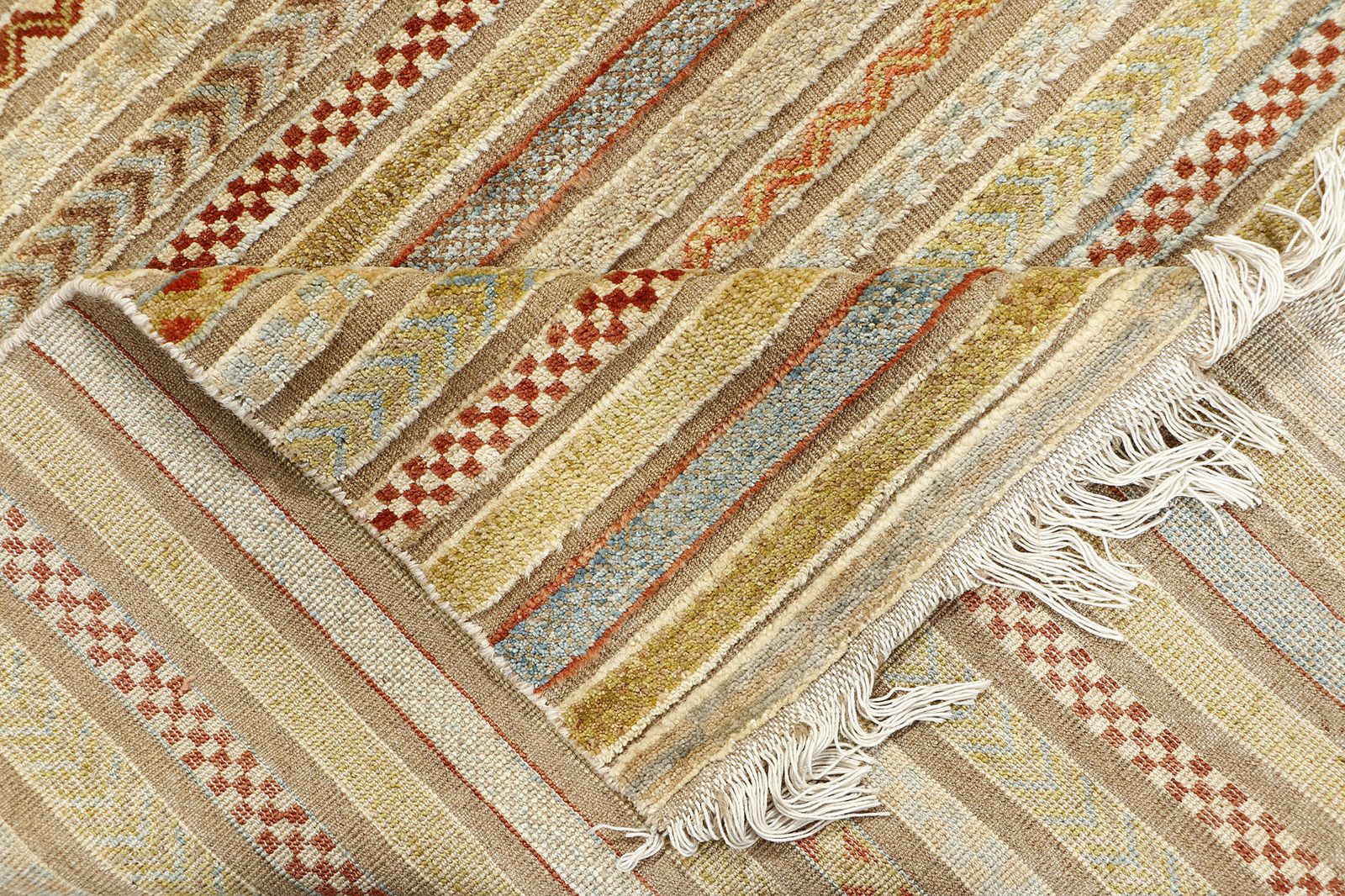 Khorjin Afghan Tribal Striped Handmade Rug 123x166cm photo vinterior