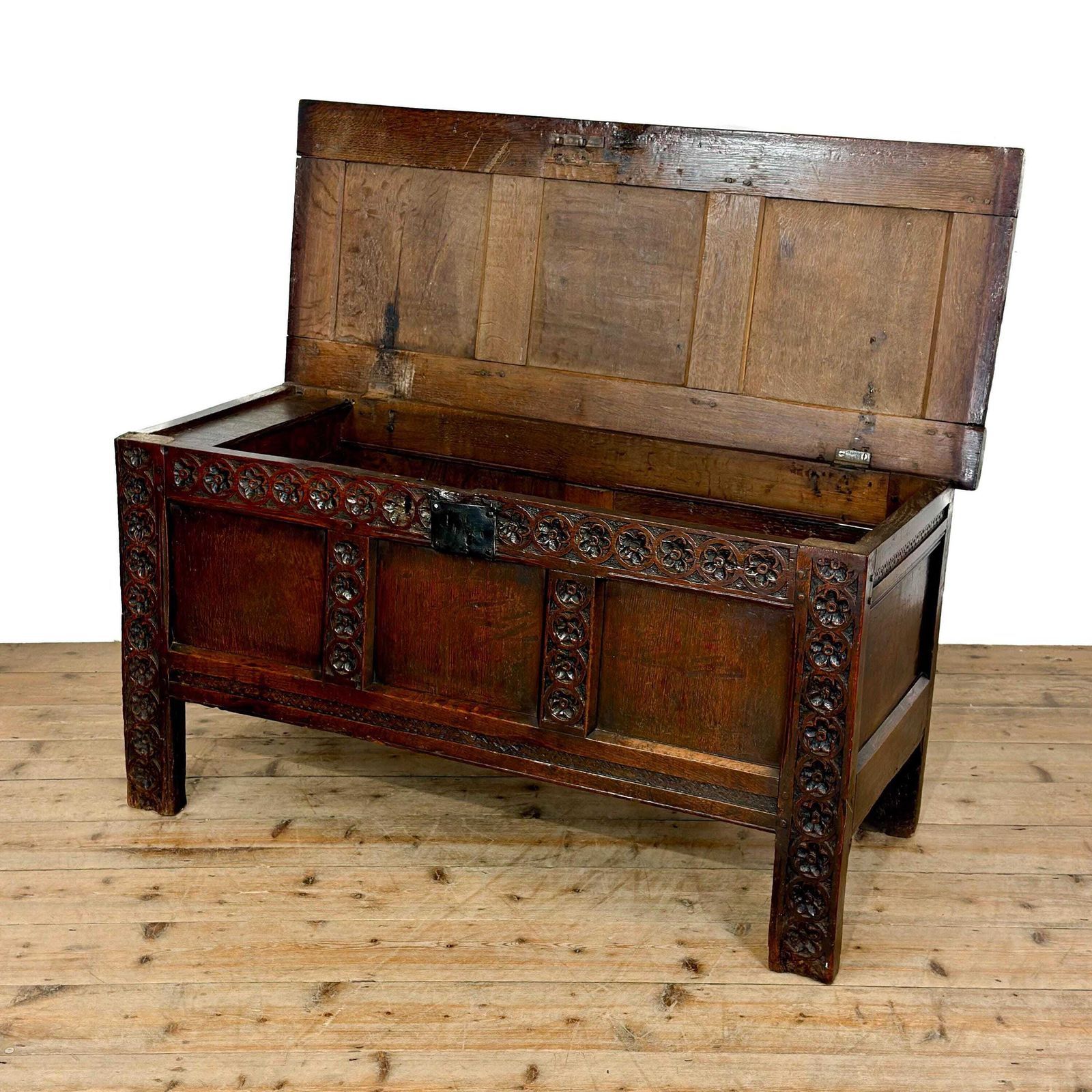 Antique 18th Century Carved Oak Coffer | Antique Coffer | Antique Furniture | Antiques | Antique Storage photo Furniture