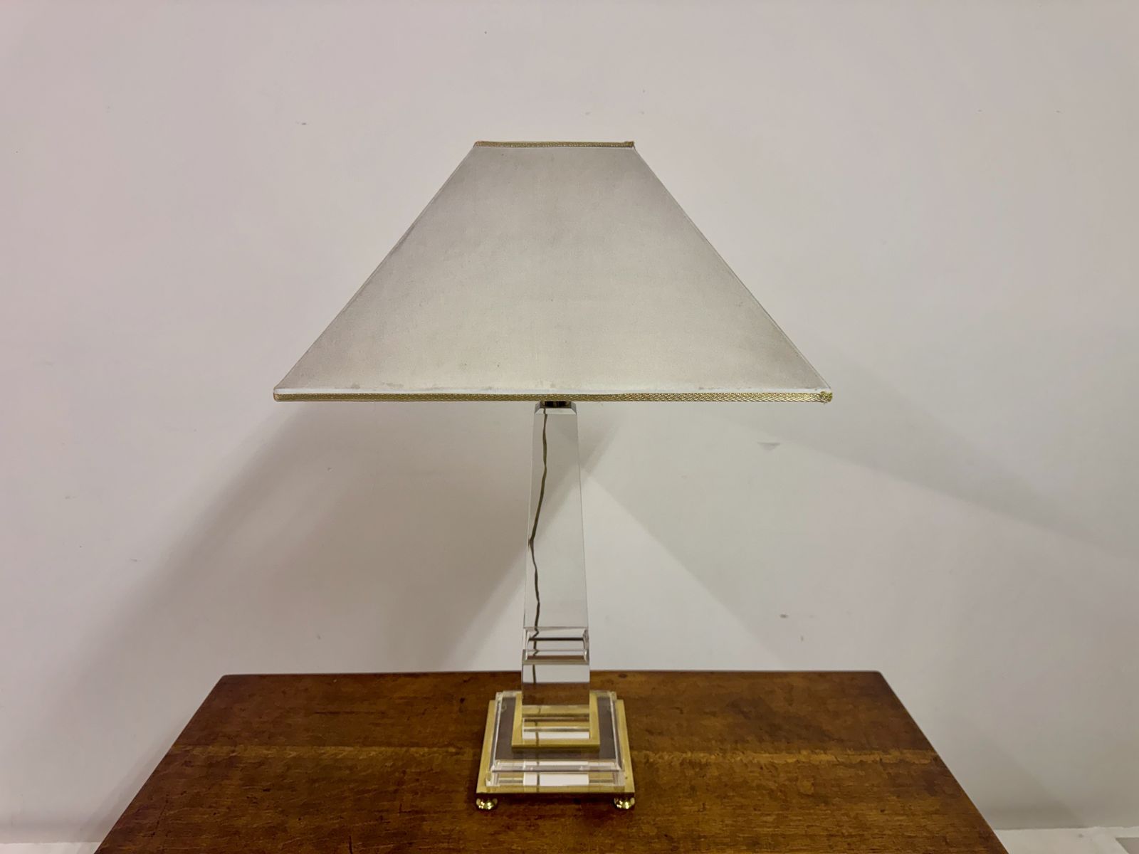 1970s Lucite And Brass Table Lamp In The Style Of Sandro Petti photo furniture