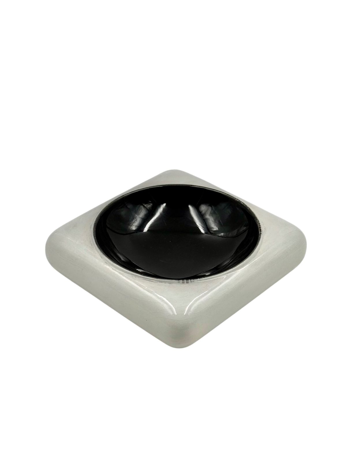 Space Age Black And White Ceramic Ashtray / Vide Poche, Italy 1970s