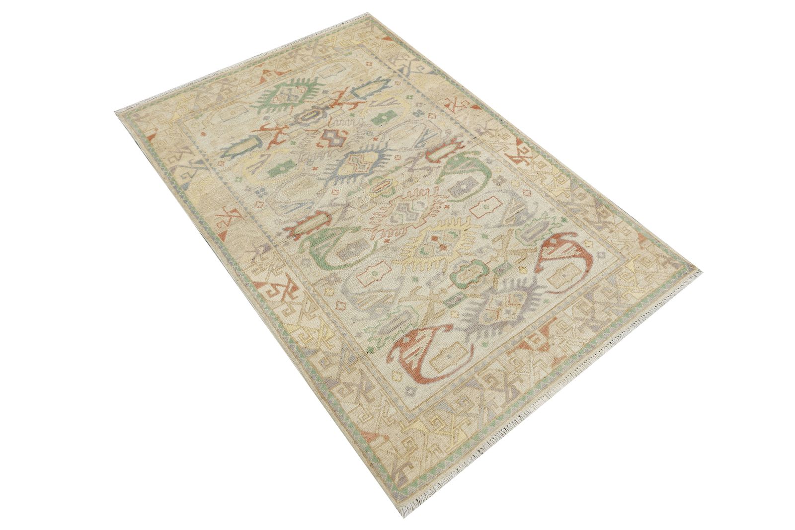 Modern Tribal Hand Knotted Wool Faded Oriental Small Accent Rug photo furniture