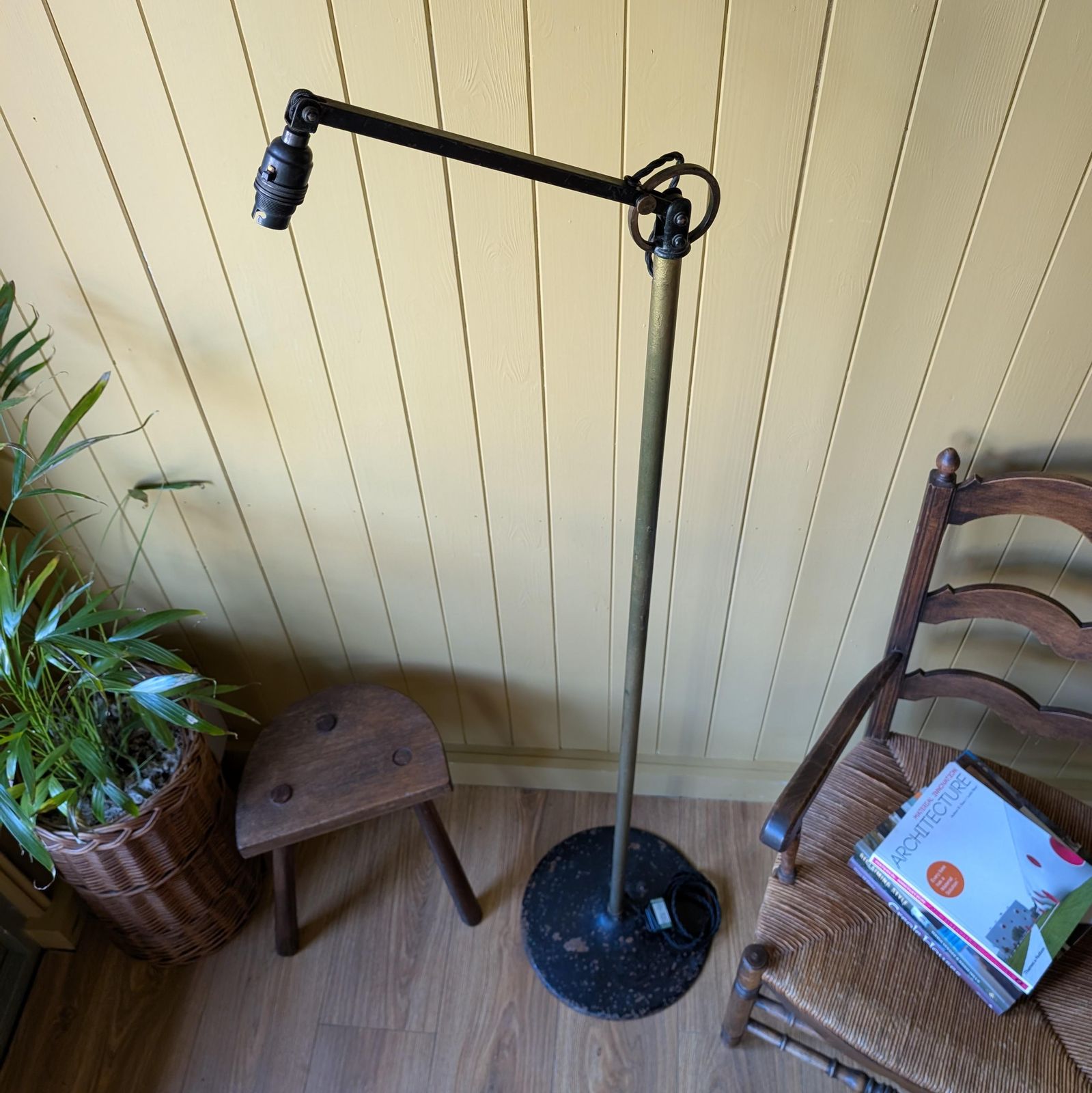 Victorian Articulated Industrial Floor Lamp photo vintage