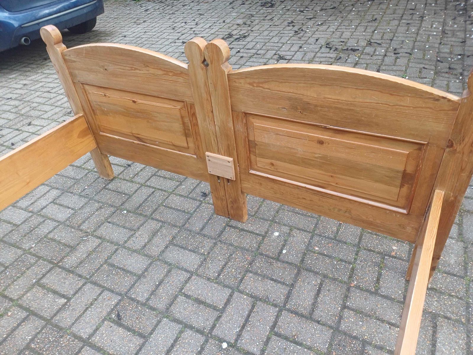 Antique French 5 Ft Plus Bed Pine Frame Project Bedstead Double Stripped Wood Ornate Headboard Diy Restoration Project photo 395.0