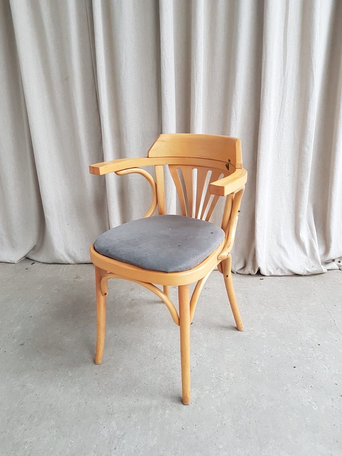 Vtg Late Mid Century Bistro Armchair Side Chair Dining Danish Scandi Retro R379 photo 125.0
