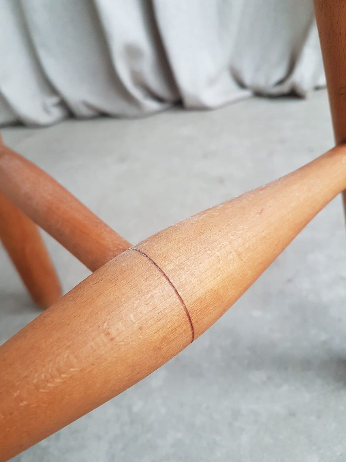 Vtg Mid Century Swedish Scandi Beech Tripod Stool Chair Danish Retro #415 photo vintage