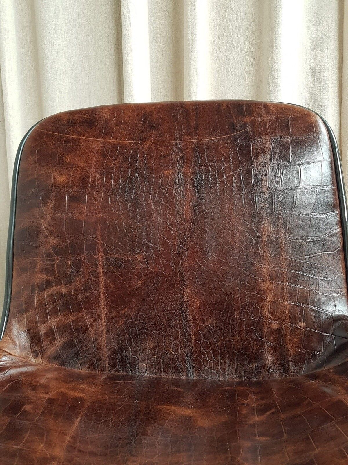 photo vinterior Vtg Mid Century Modernist Chrome Leather Swivel Chair By Charles Pollock #389