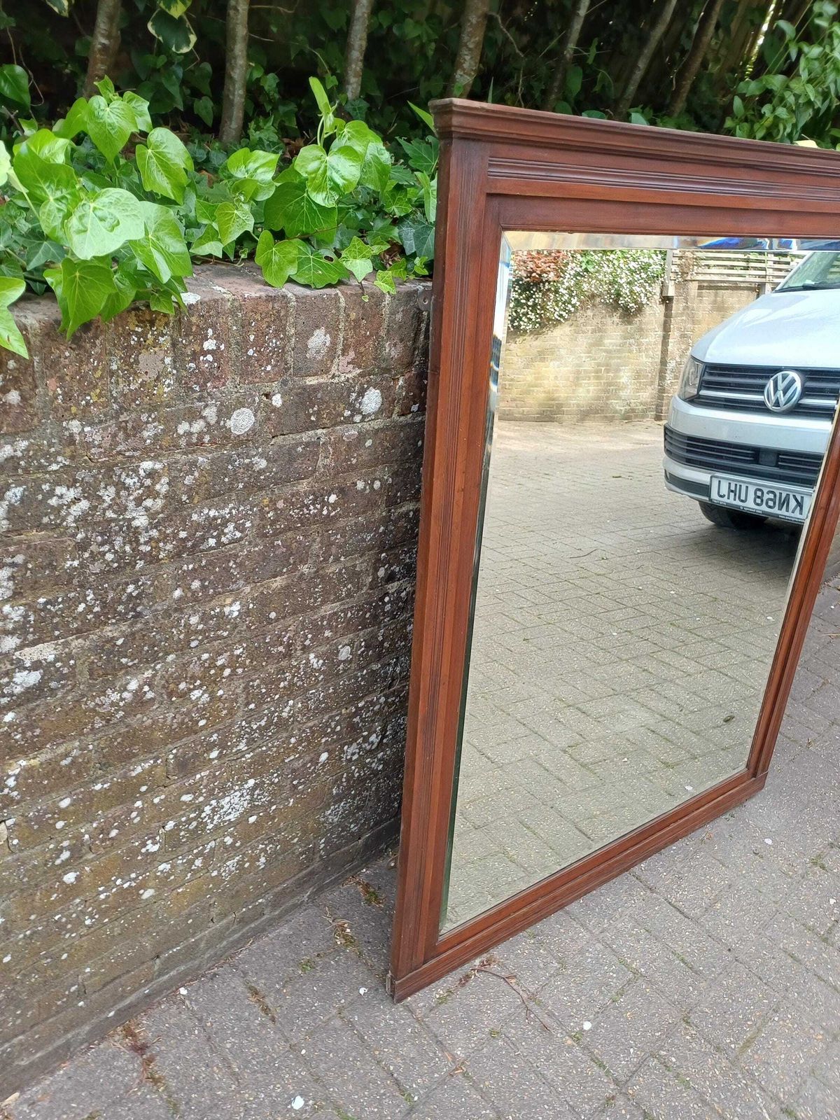 photo for sale Massive Victorian Over Mantel Mirror Mahogany Wall Mirror Antique Bevelled Glass Fluted Frame Top Quality