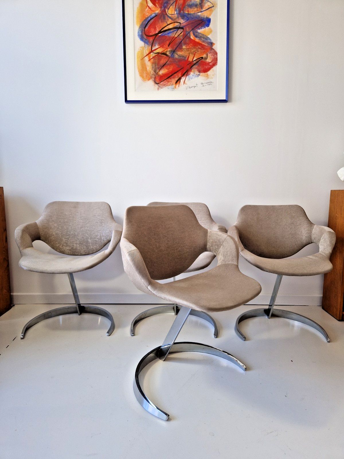Set Of 4 Boris Tabacoff Sphinx Style Cantilever Dining Lounge Chairs 1970 photo furniture