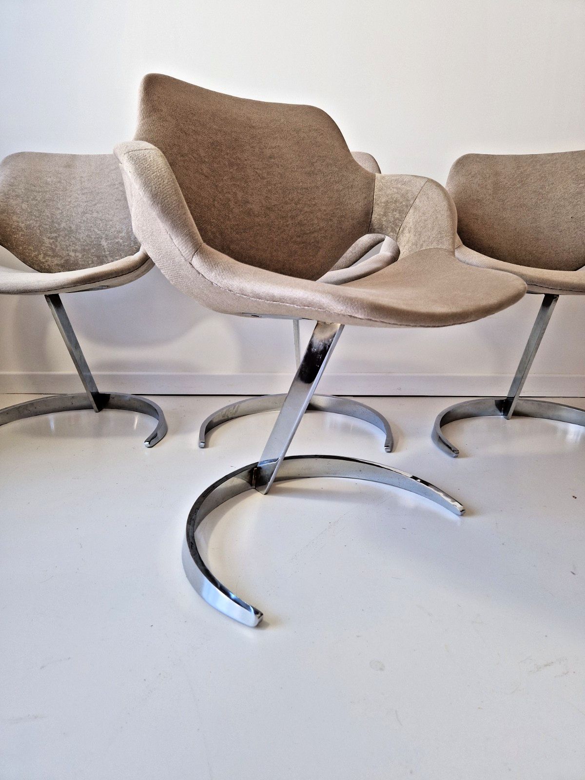 Set Of 4 Boris Tabacoff Sphinx Style Cantilever Dining Lounge Chairs 1970 photo for sale