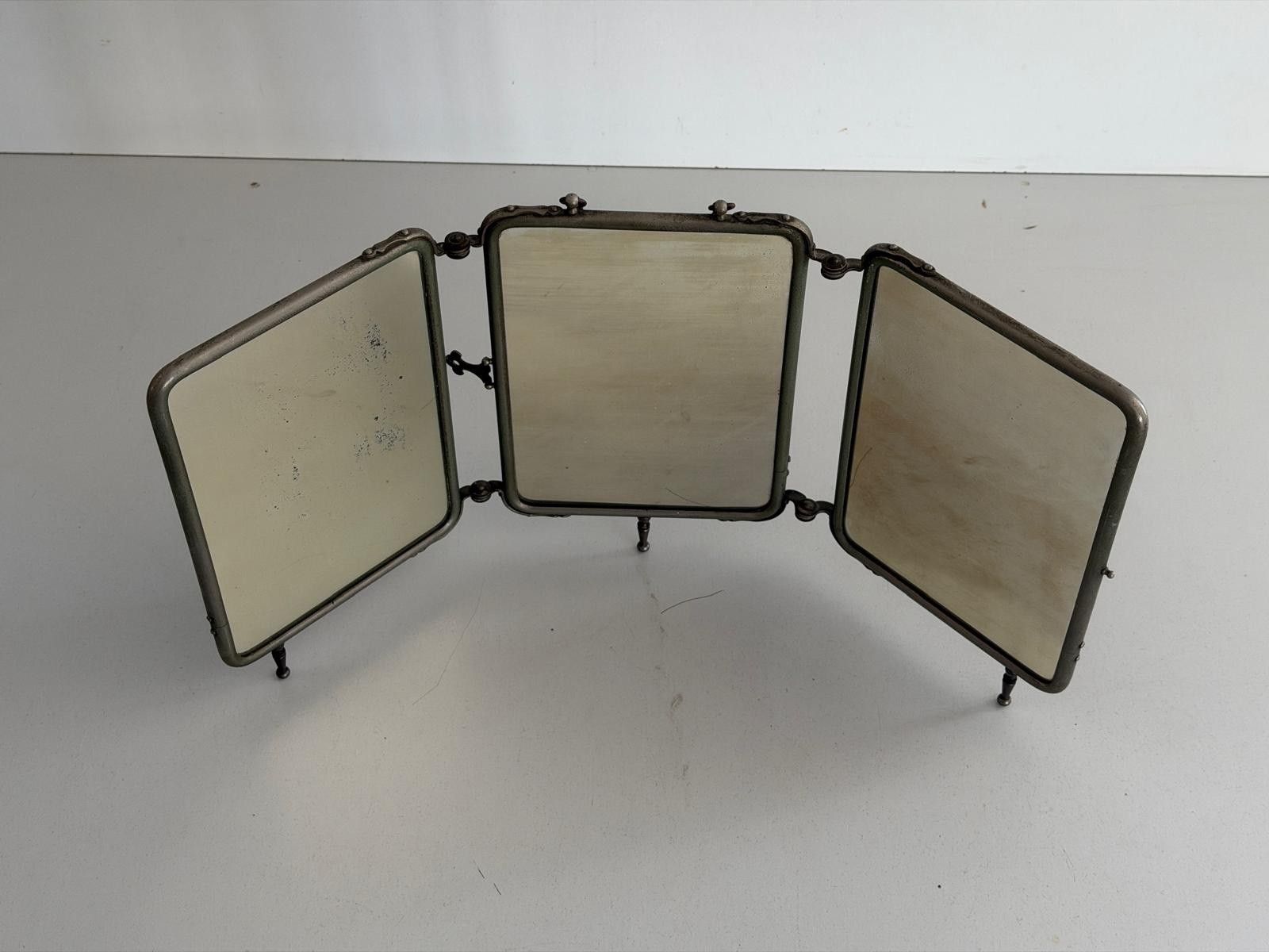 photo furniture Art Deco 3 Cover Glass Nickel Plated Table Or Wall Vanity Mirror, 1940s, Italy