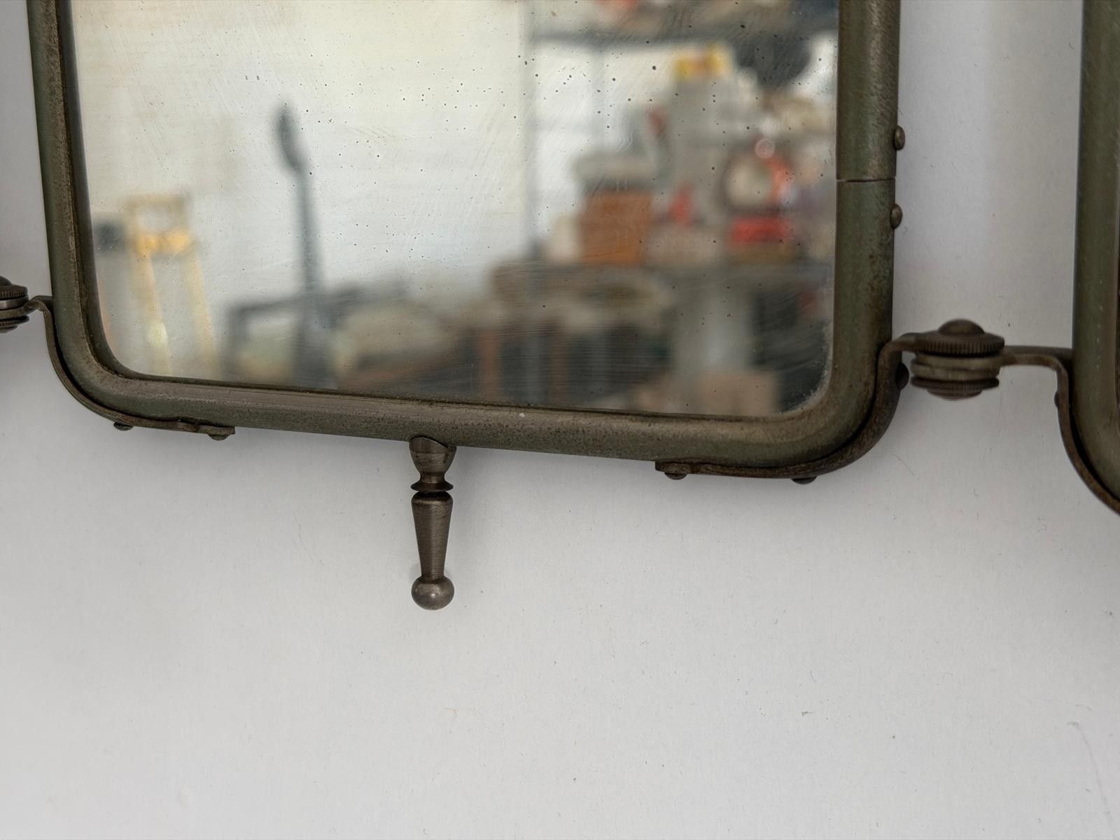 593.0 Art Deco 3 Cover Glass Nickel Plated Table Or Wall Vanity Mirror, 1940s, Italy photo