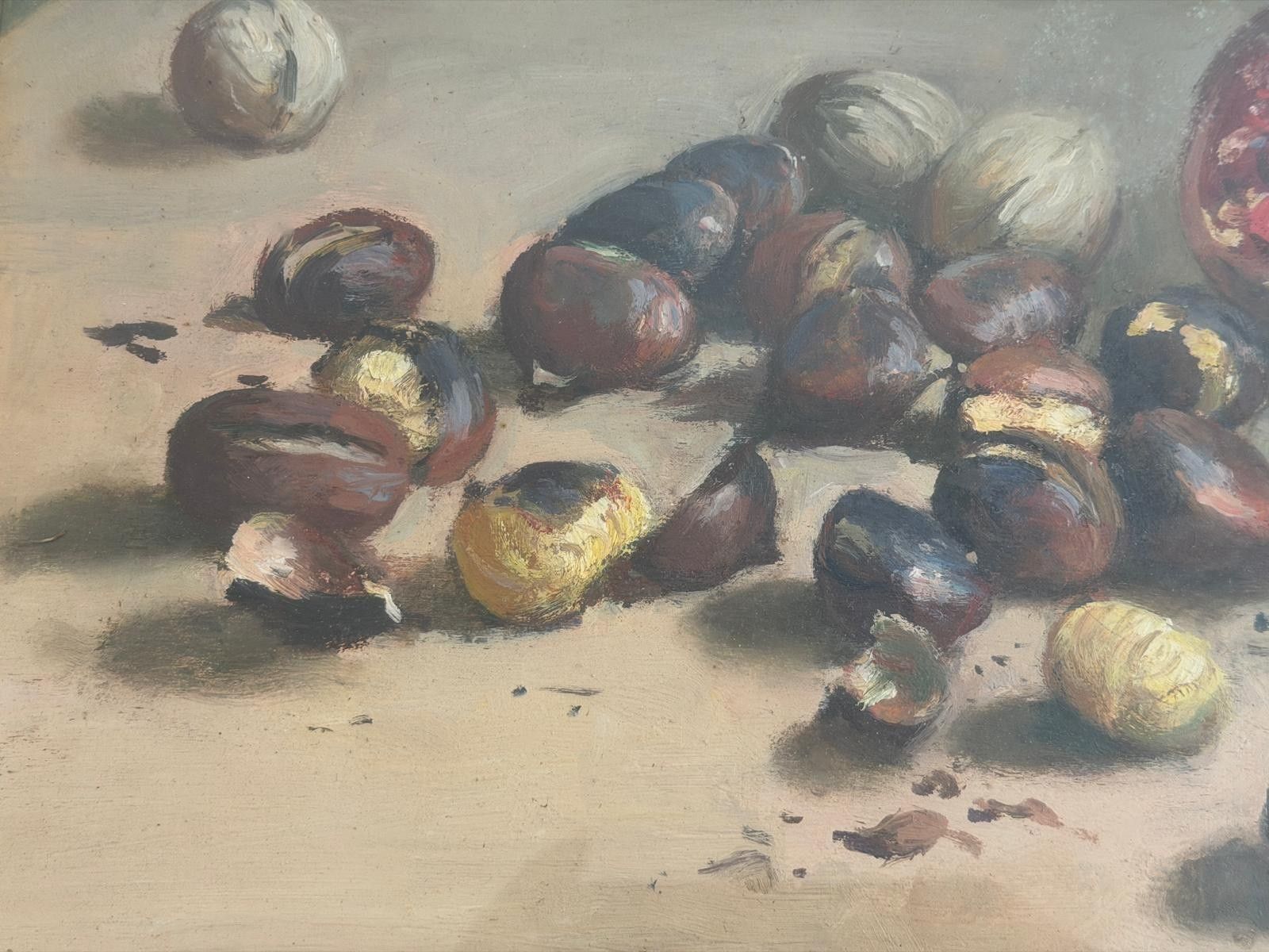 photo buy Still Life With Pomegranates And Nuts Signed Oil Painting On Canvas, 1967, Italy